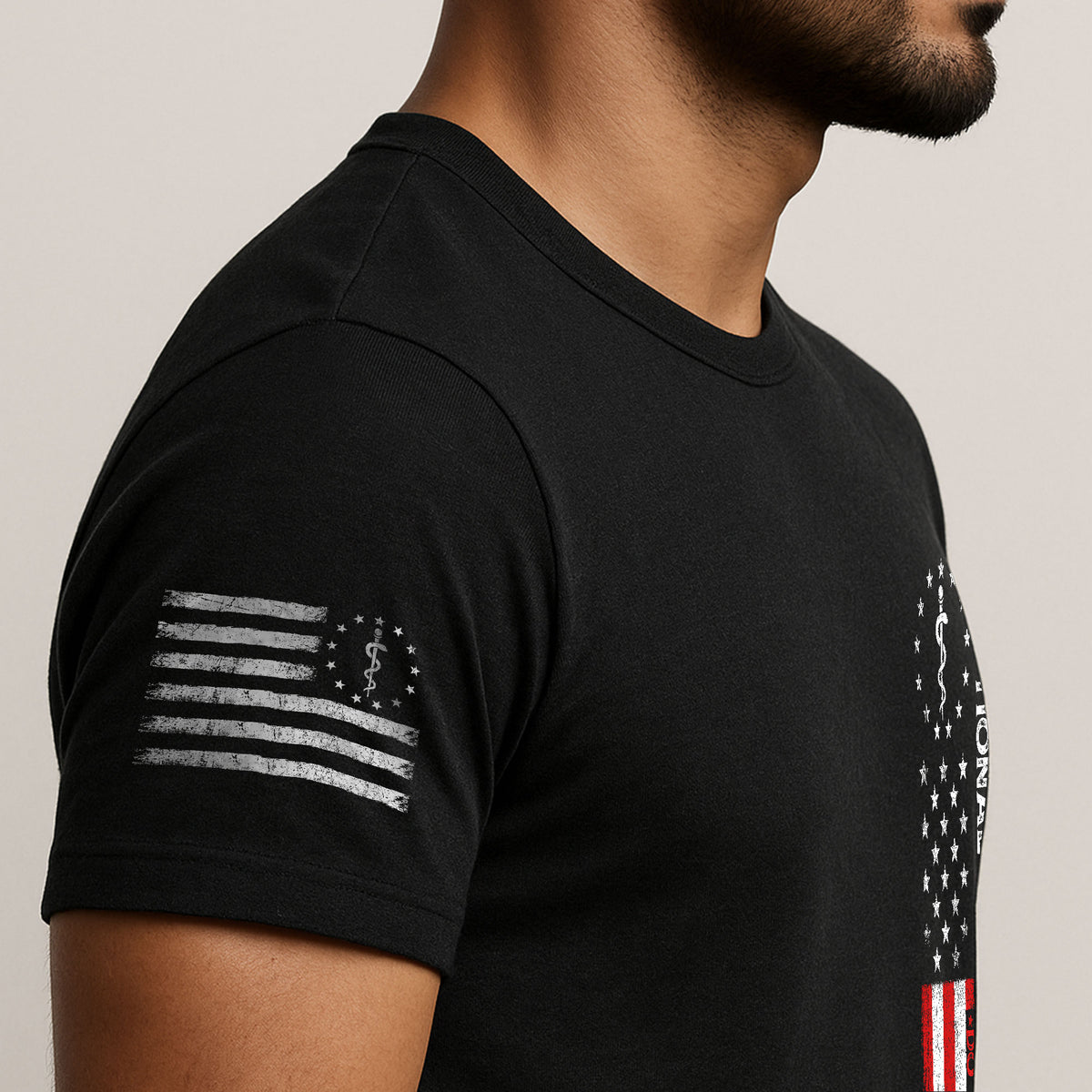 Comic Emotional Support Husband Do Not Pet Vertical Flag Tee Shirt Cotton Apparel