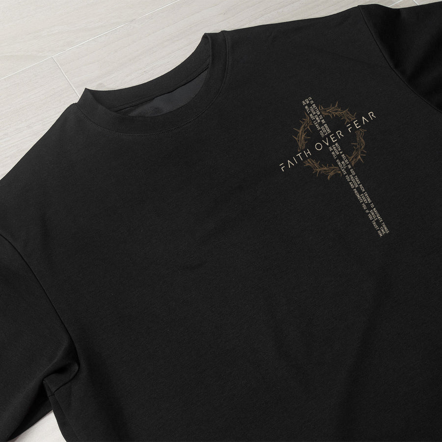 Faith Over Fear Modern Message Jesus Shirt, Graphic Tee for Men, Christian Tee Shirts, Church and Bible Study Gift for Men, Rustfield Co.