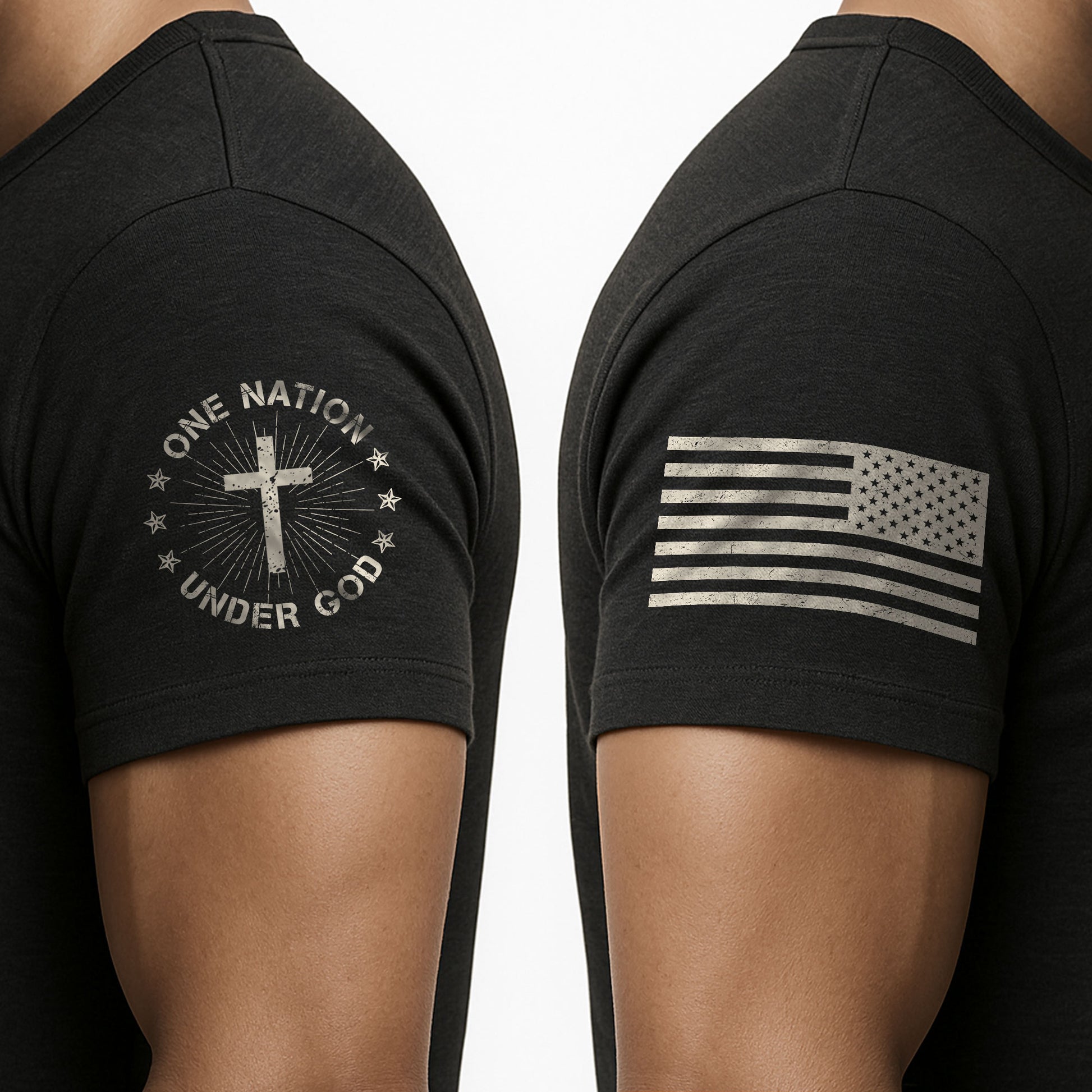 One Nation Under God Floral Patriotic - Christian Tee Shirts, Christian Shirts for Men - Rust Field Wear