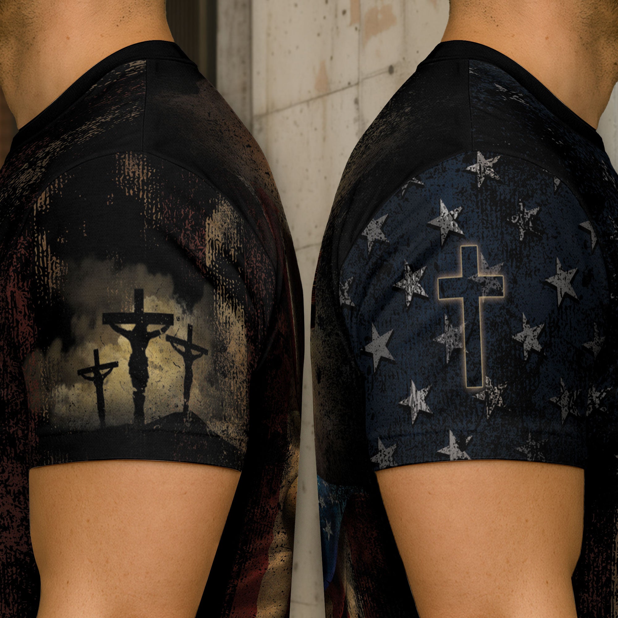 Freedom Shirts for Men, Believe in the Cross American Faith with Crucified Savior - Christian Tee Shirts, RustField Co - Rust Field Wear
