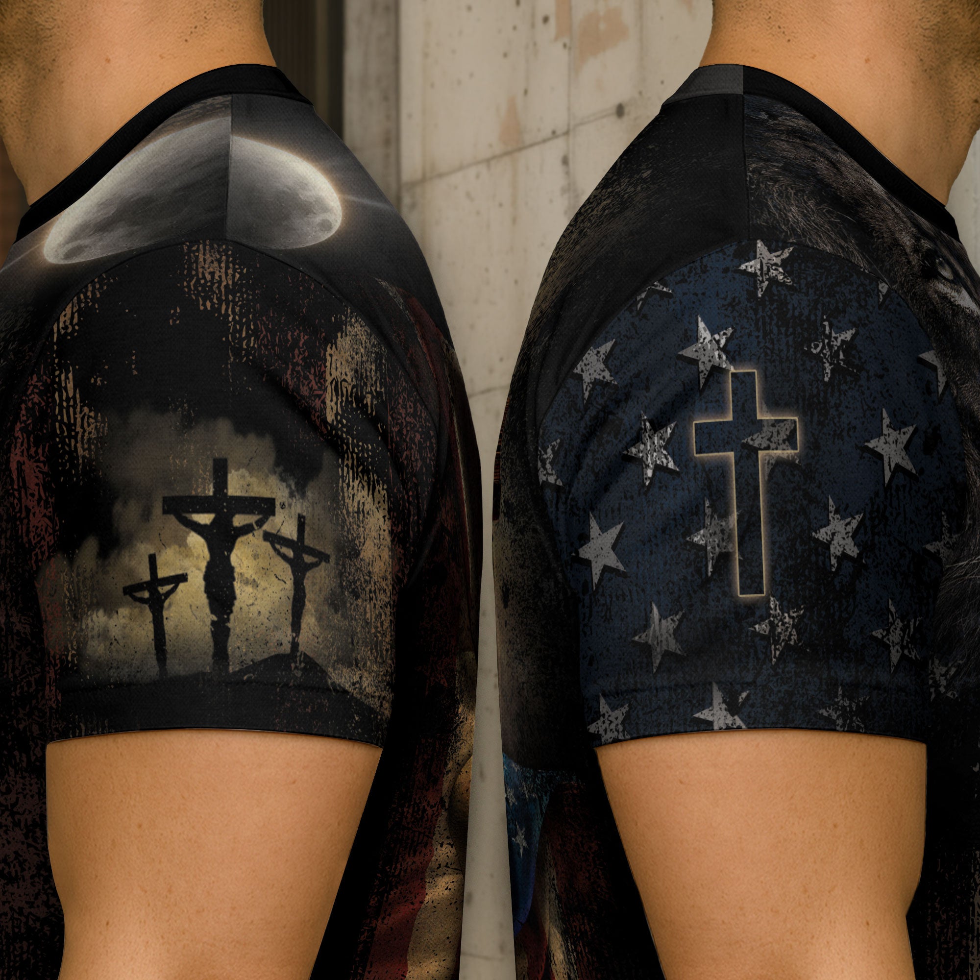 Freedom Shirts - One Nation Under God Cross of Glory and Lion in Shadow, Christian Tee Shirts for Men, RustField Co - Rust Field Wear