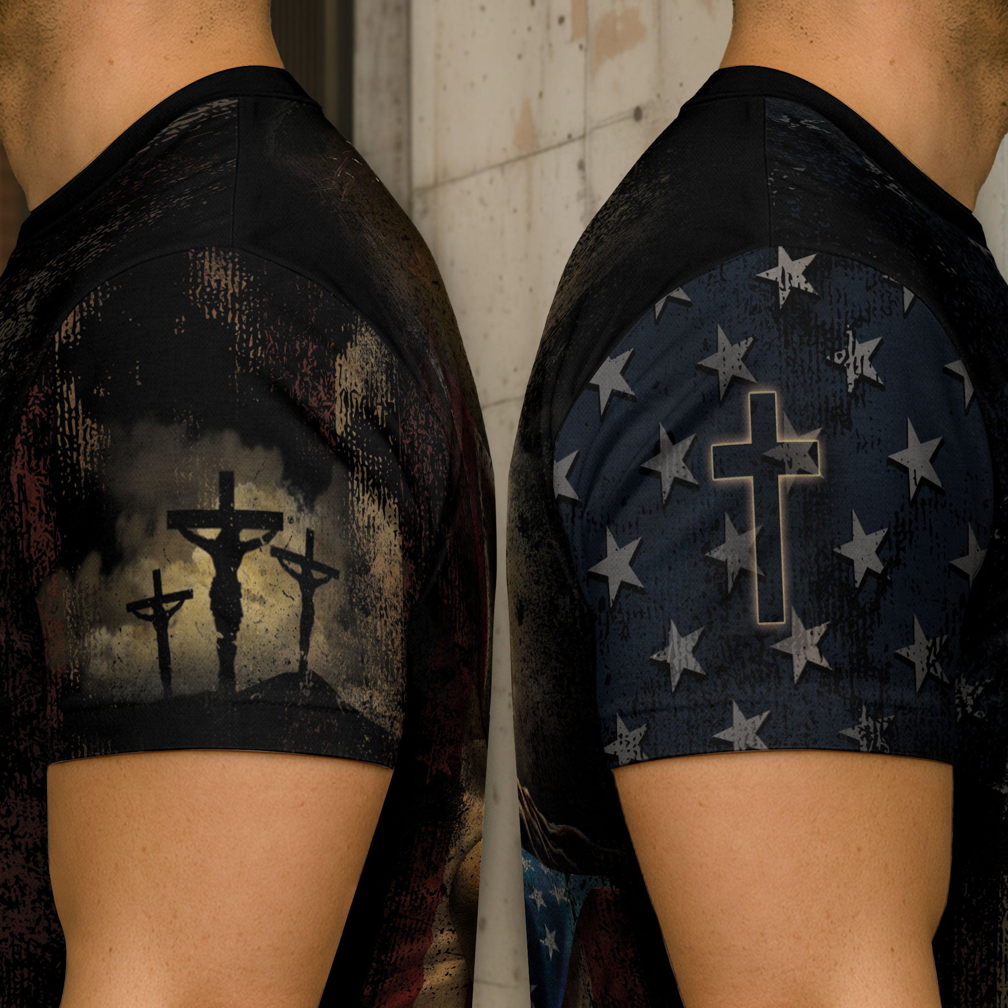 Rooted in Christ Colossians 2 7 Cross and American Flag Christian Tee Shirts - Freedom Shirts for Men, RustField Co - Rust Field Wear
