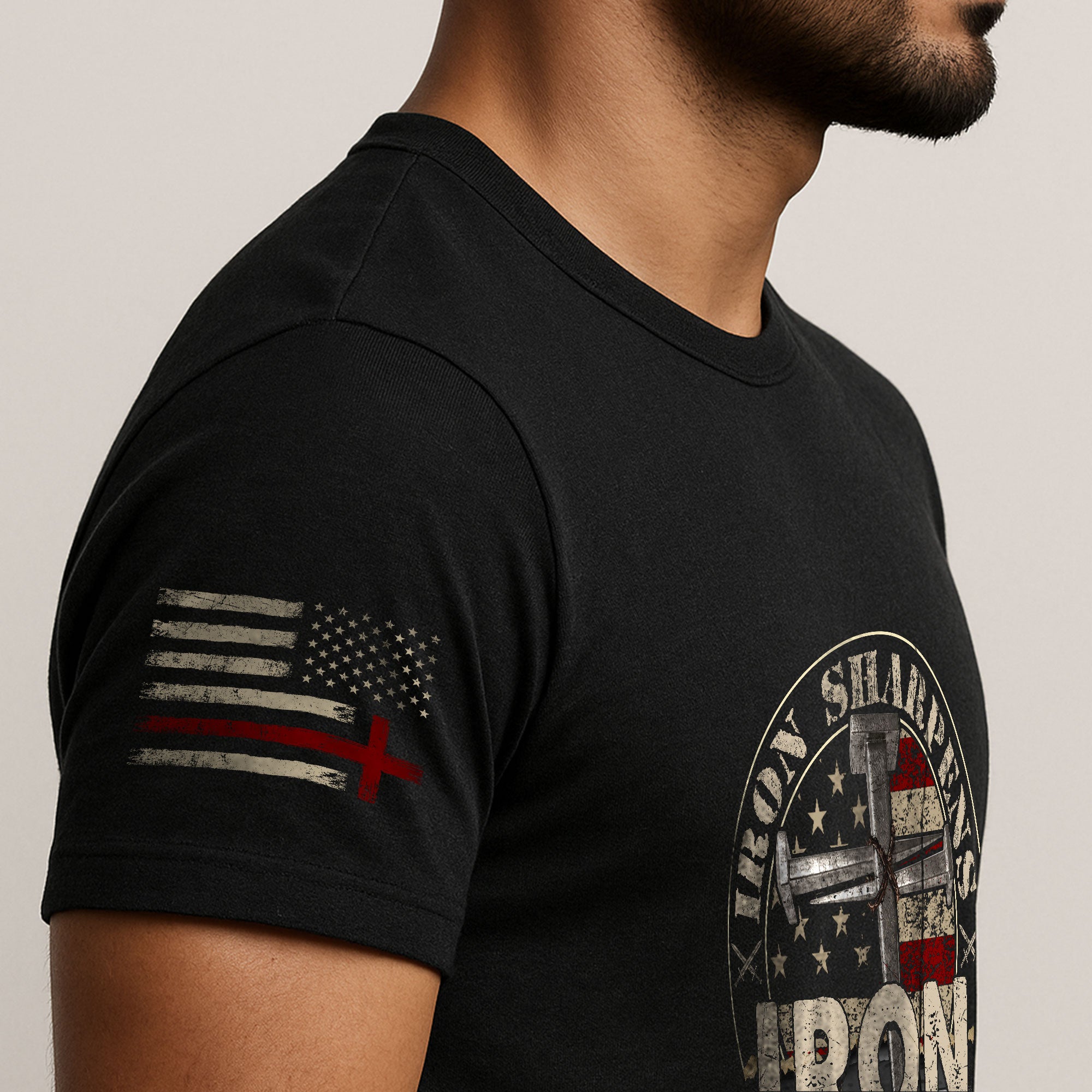 Christian Shirts for Men - Iron Sharpens Iron Proverbs 27:17 Bible Verse, Christian Tee Shirts - Rust Field Wear