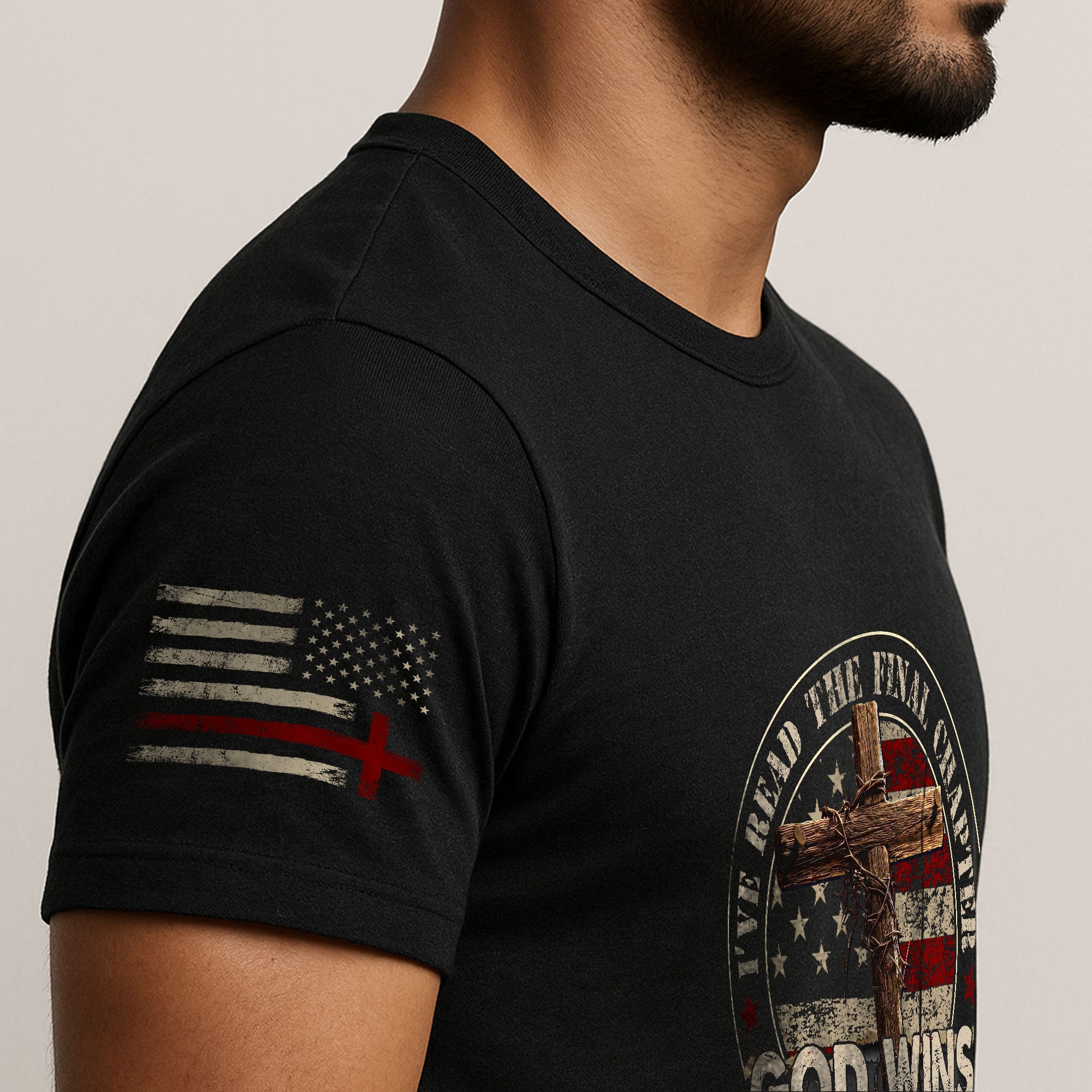 God Wins Final Chapter Circle American Flag, Christian Shirts for Men - Christian Tee Shirts - Rust Field Wear