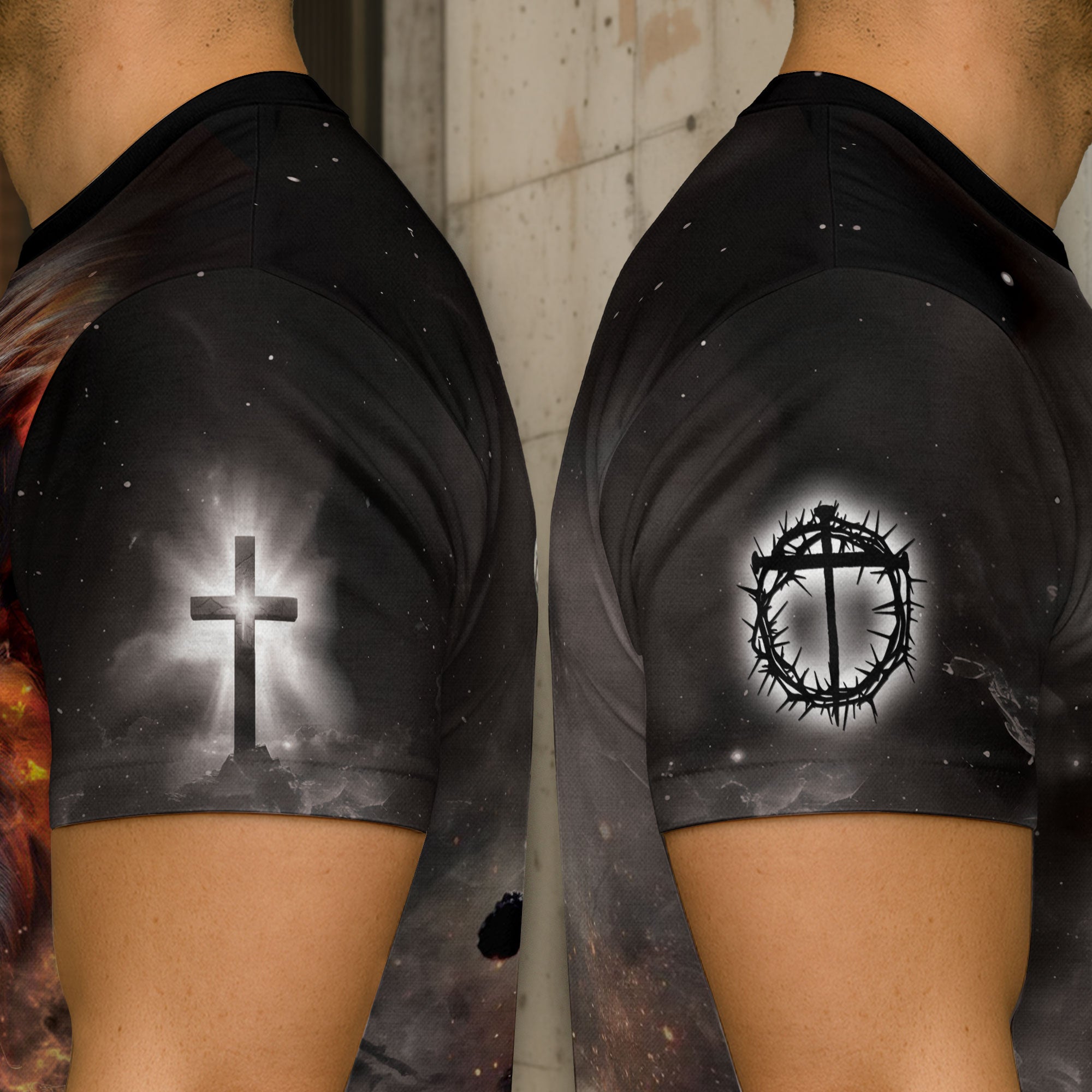 Christian Tee Shirts for Men - Faith Over Fear Lion and Cross, RustField Co Freedom Shirts - Rust Field Wear
