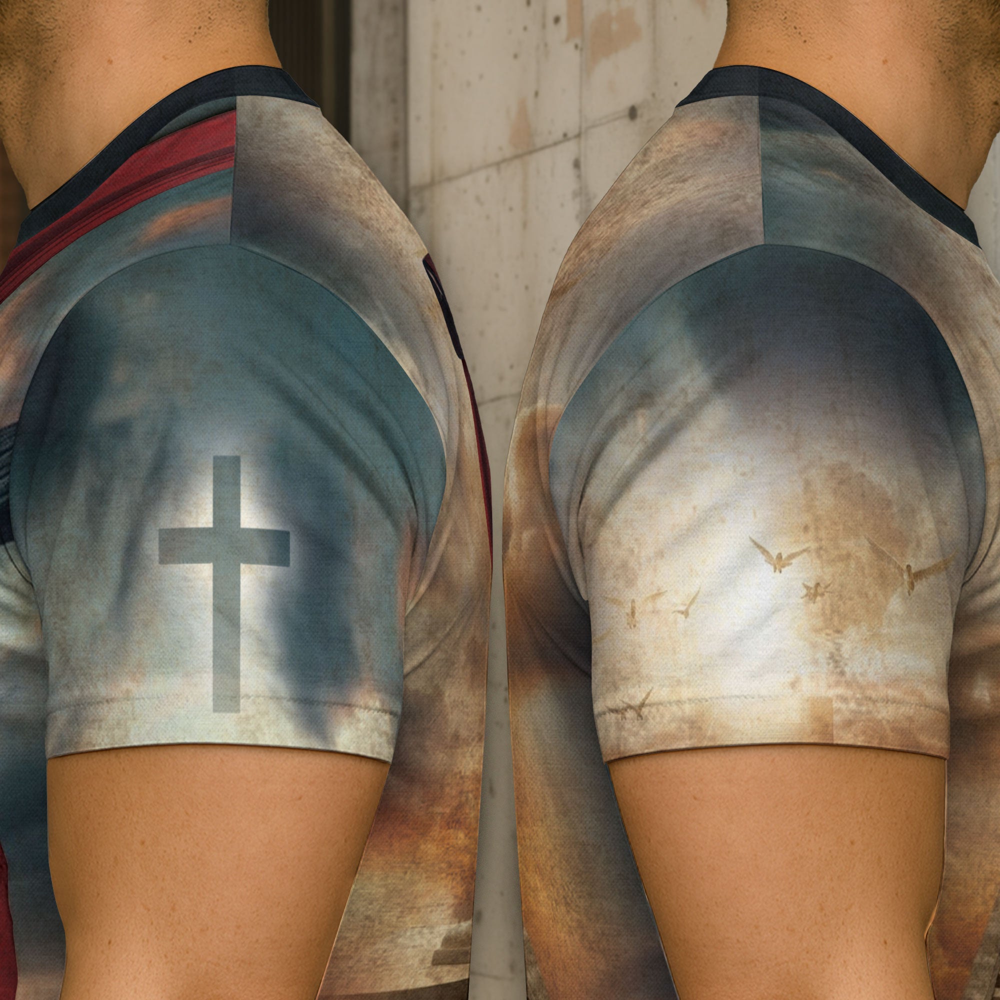 Christian Tee Shirts for Men, RustField Co - Yahweh and The Lion By The Cross, Freedom Shirts - Rust Field Wear