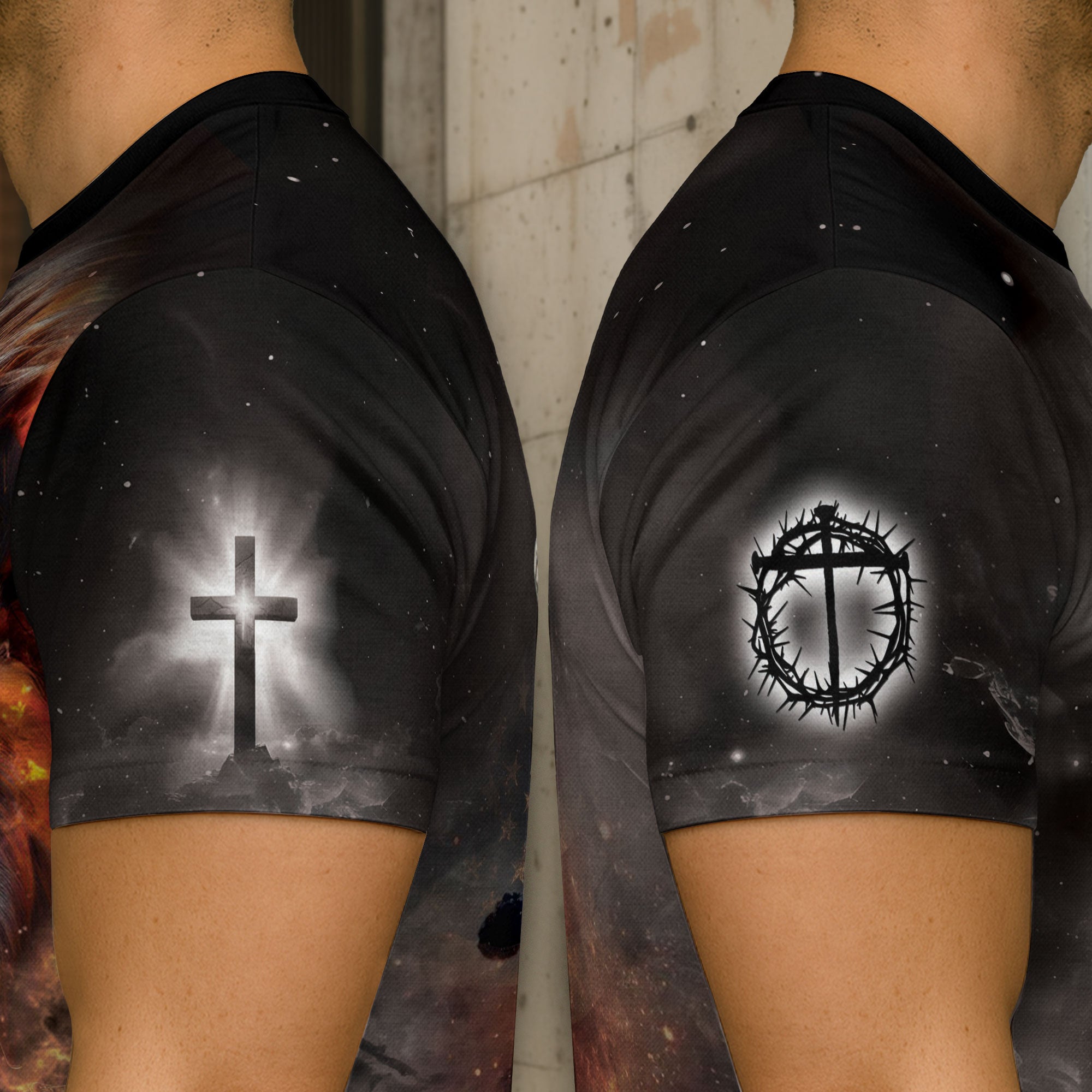 One Nation Under God Fiery Lion Cross, Freedom Shirts - Christian Tee Shirts for Men, RustField Co - Rust Field Wear