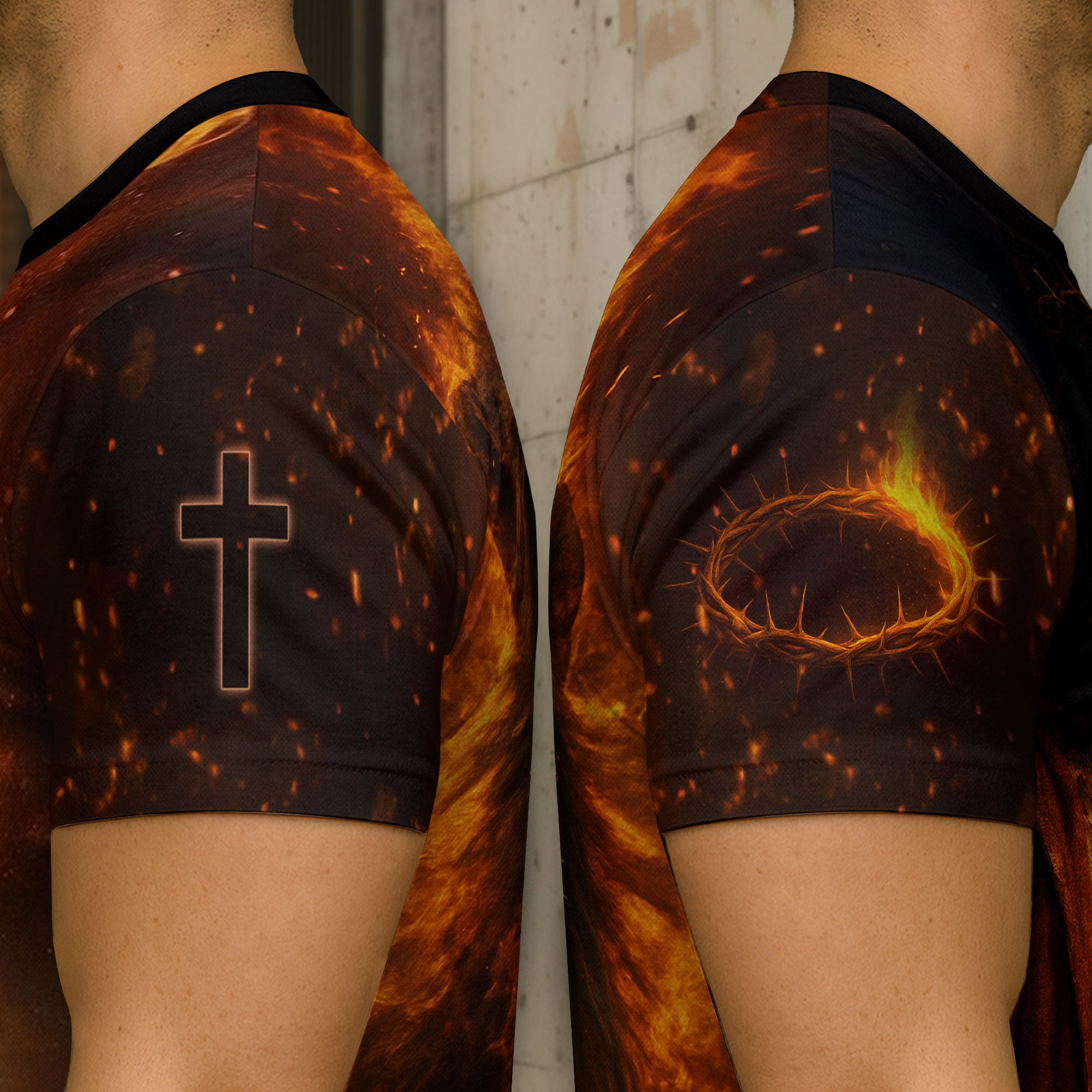 Jesus Is King Cross and Lion Fire Art - RustField Co Freedom Shirts, Christian Tee Shirts for Men - Rust Field Wear
