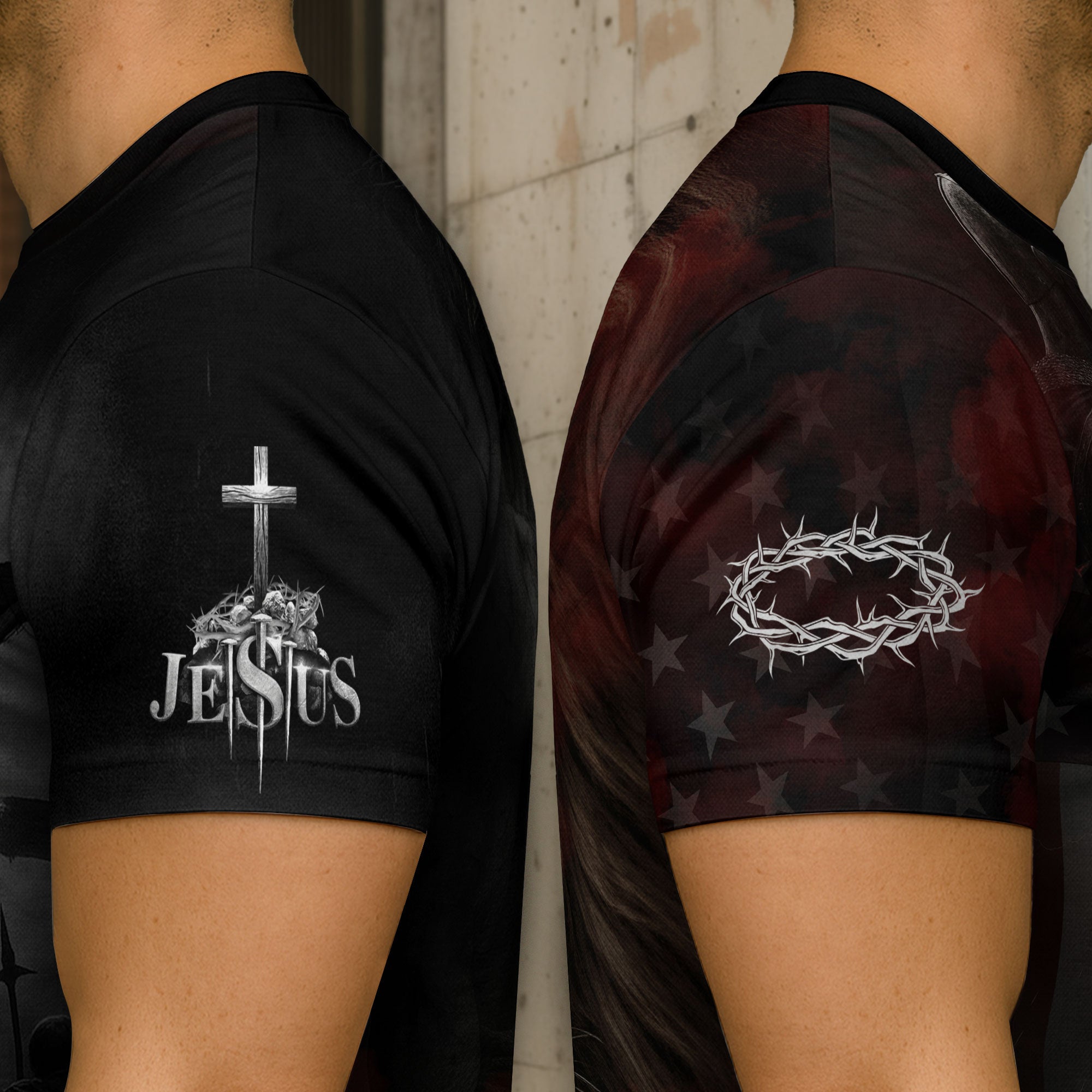Christian Tee Shirts for Men - Jesus Loves You Storm of Salvation Lion, RustField Co Freedom Shirts - Rust Field Wear