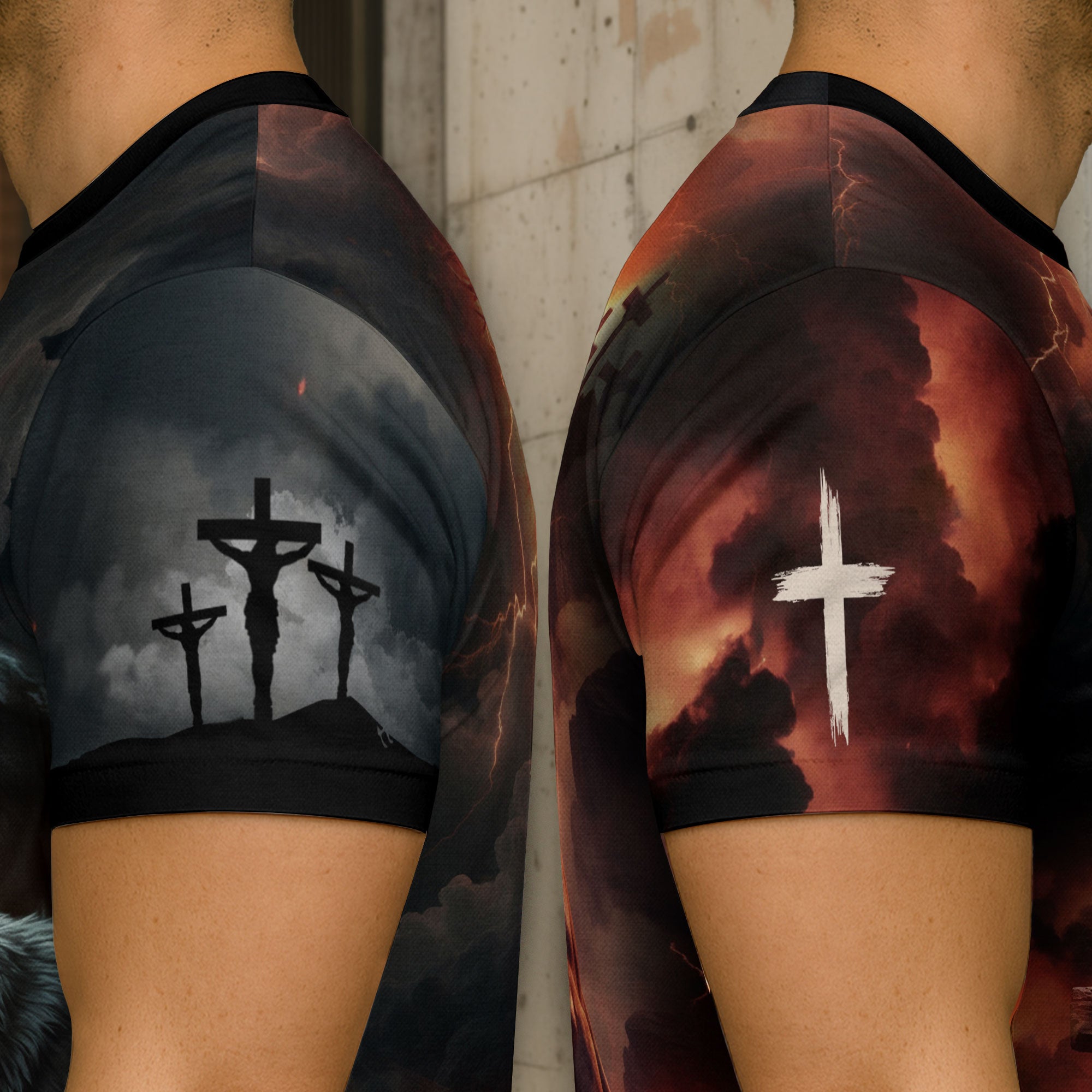 Christian Tee Shirts, Faith Over Fear Jesus Protecting the Lamb Among Wolves - Freedom Shirts for Men, RustField Co - Rust Field Wear