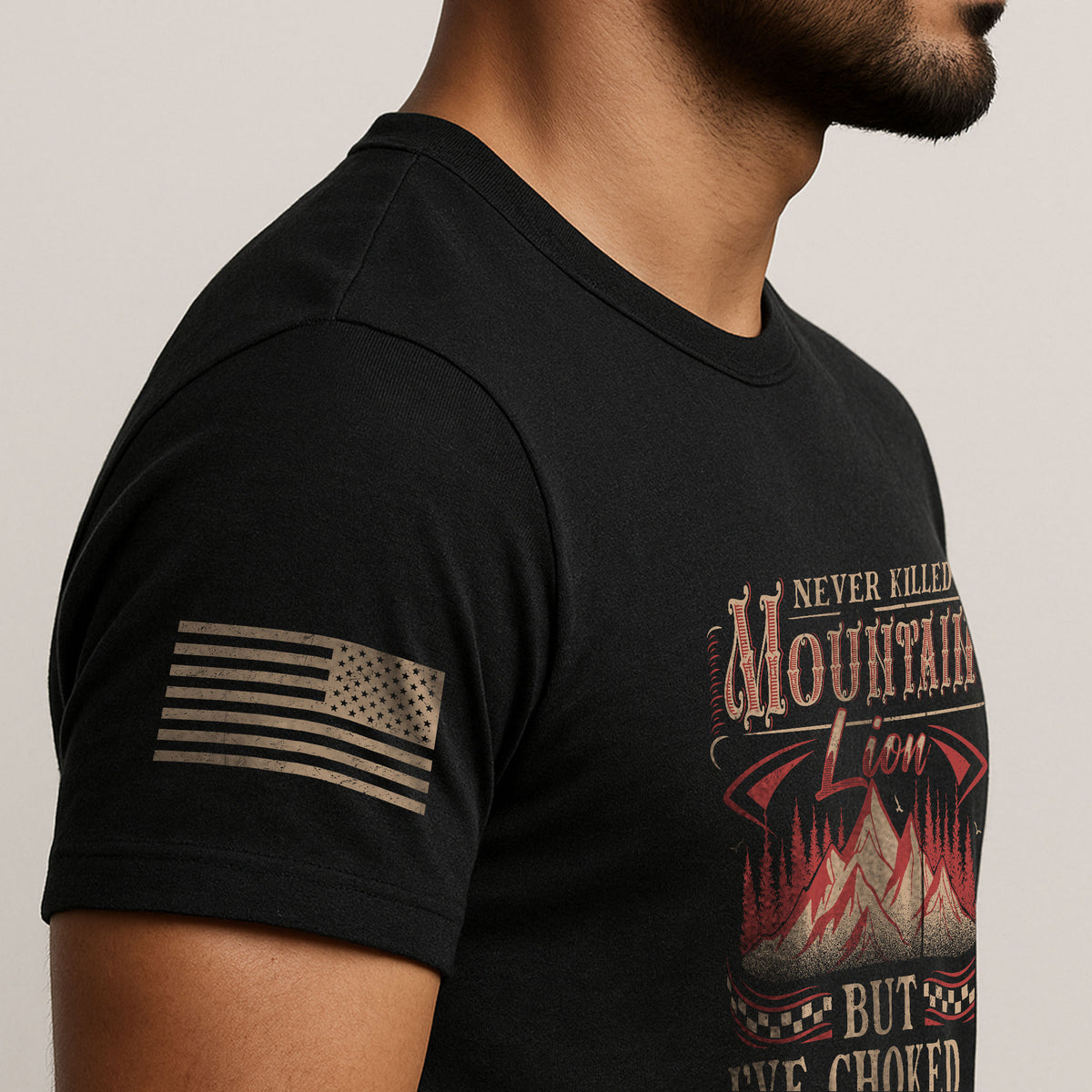 Never Killed A Mountain Lion But Ive Choked A Cougar Distressed Graphic T-Shirt