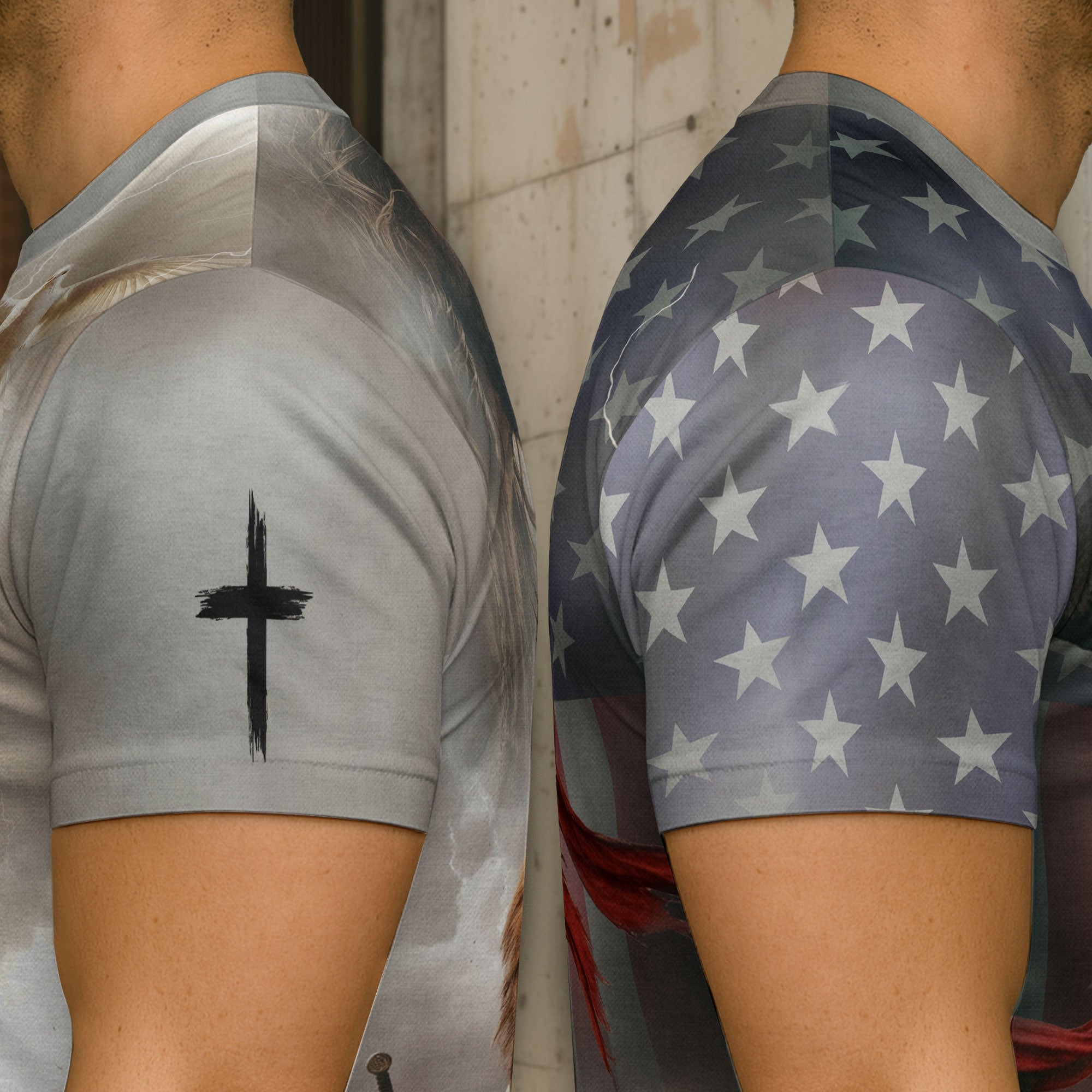 Christian Tee Shirts, I Can't But I Know A Guy Jesus Lion and Cross American Faith - Freedom Shirts for Men, RustField Co - Rust Field Wear