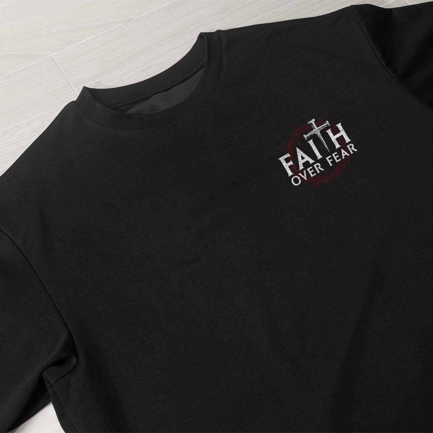 Faith Over Fear Cross With Crown of Thorns and American Flag Christian, Christian Tee Shirts - Faith Shirts for Men - Rust Field Wear