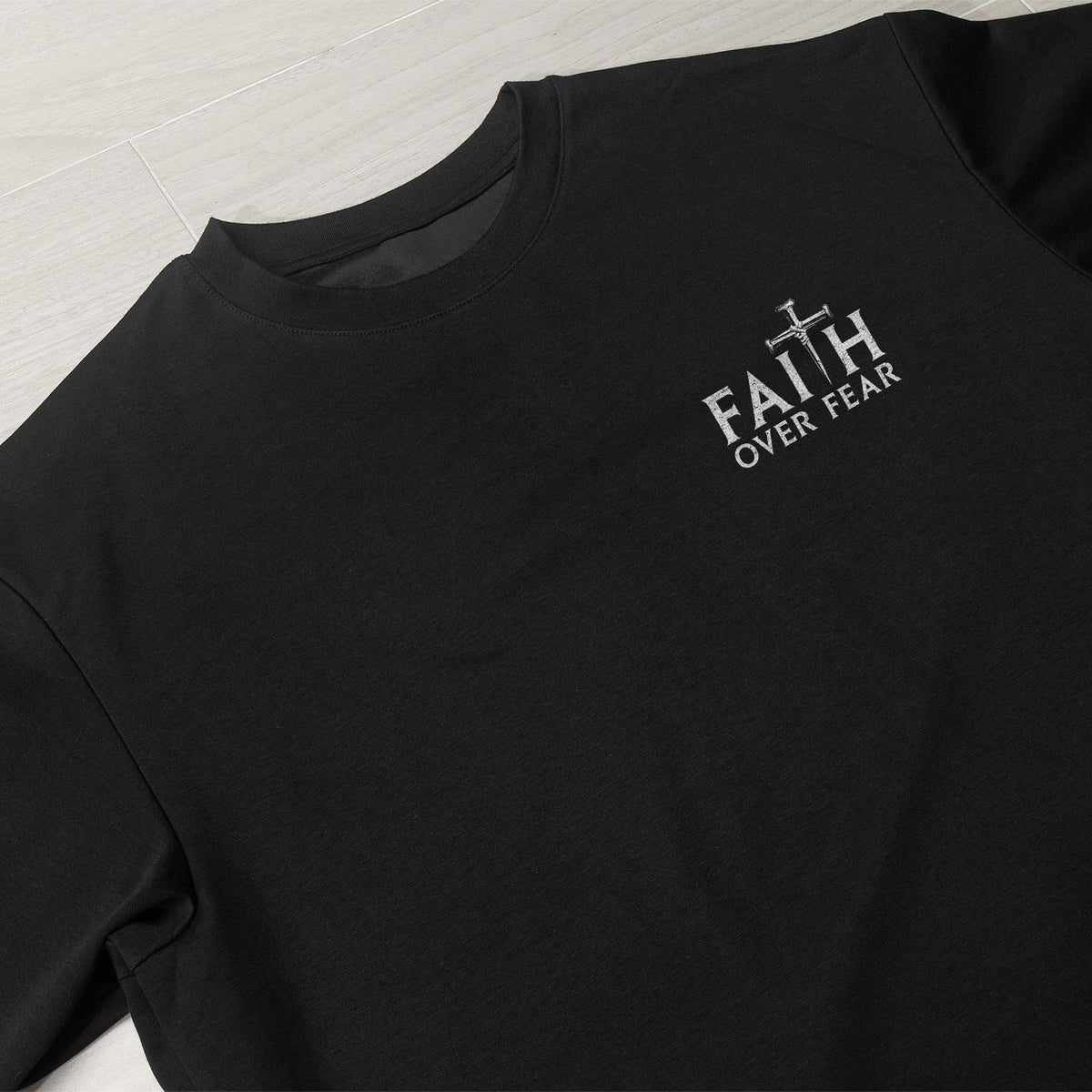 Faith Over Fear Cross Crown of Thorns Christian - Christian Shirts for Men, Faith Based Christian Tee Shirts - Rust Field Wear
