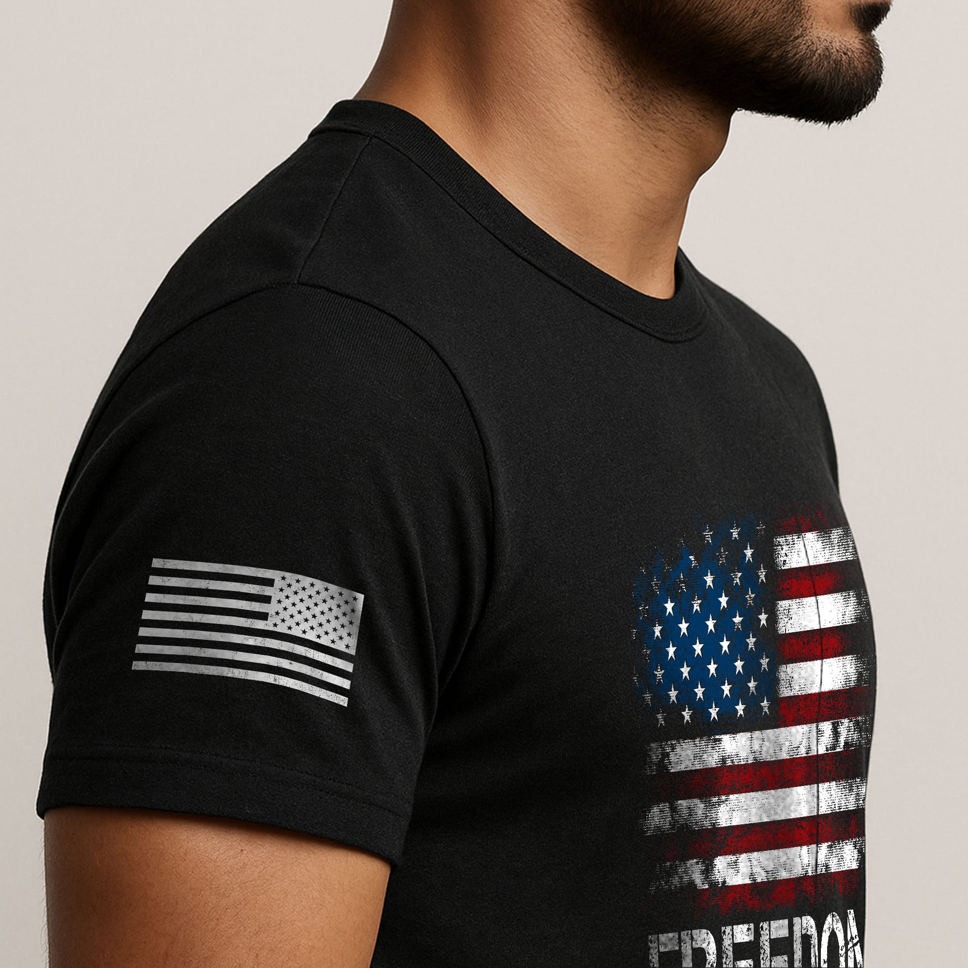 Freedom Shirts for Men, Freedom Distressed American Flag Bold Patriotic - Patriotic T Shirts - Rust Field Wear