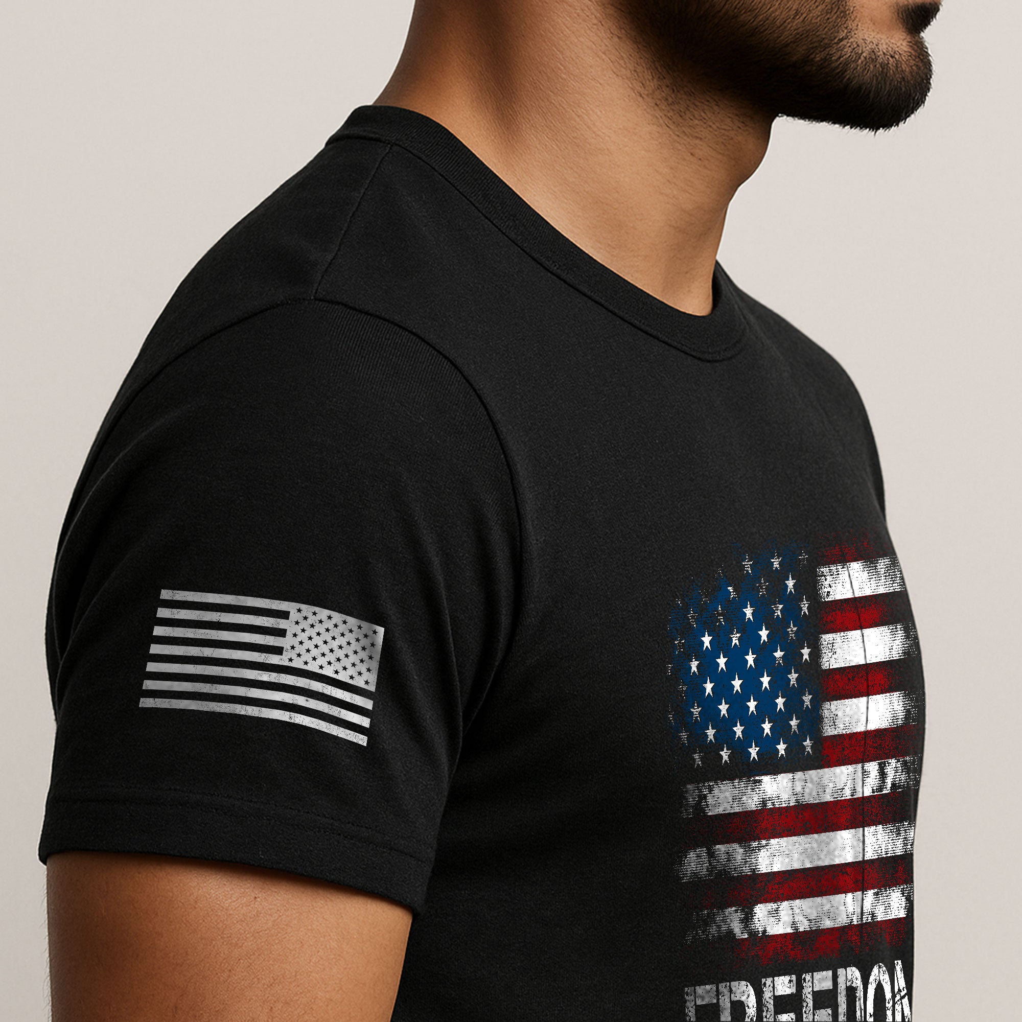 Freedom Shirts for Men, Freedom Distressed American Flag Bold Patriotic - Patriotic T Shirts - Rust Field Wear