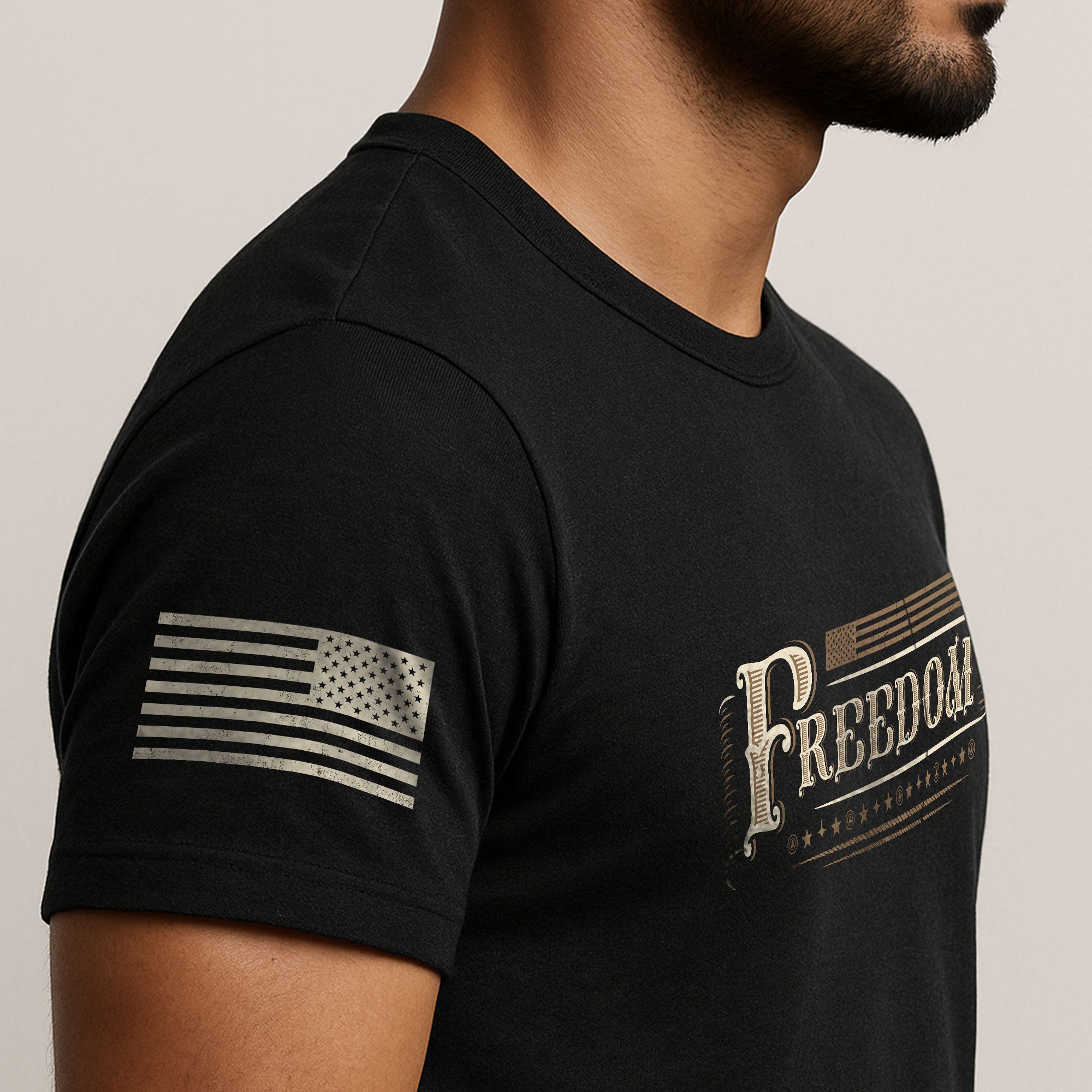 Vintage 'Freedom' Script - Freedom T Shirt, Patriotic Shirts for Men - Rust Field Wear