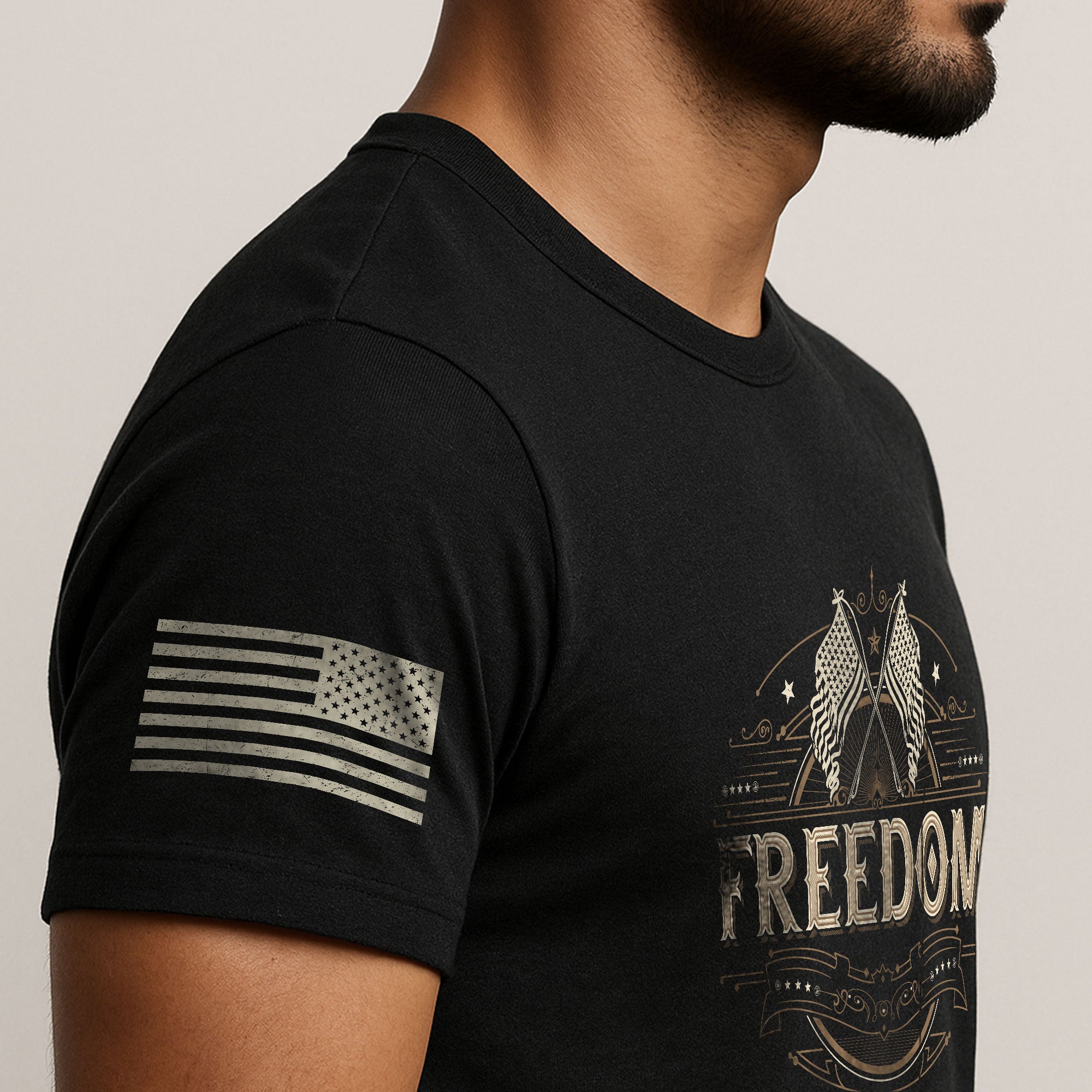 Freedom T Shirt, Freedom Heritage Patriotic American Flag Tribute - Freedom Shirts for Men - Rust Field Wear