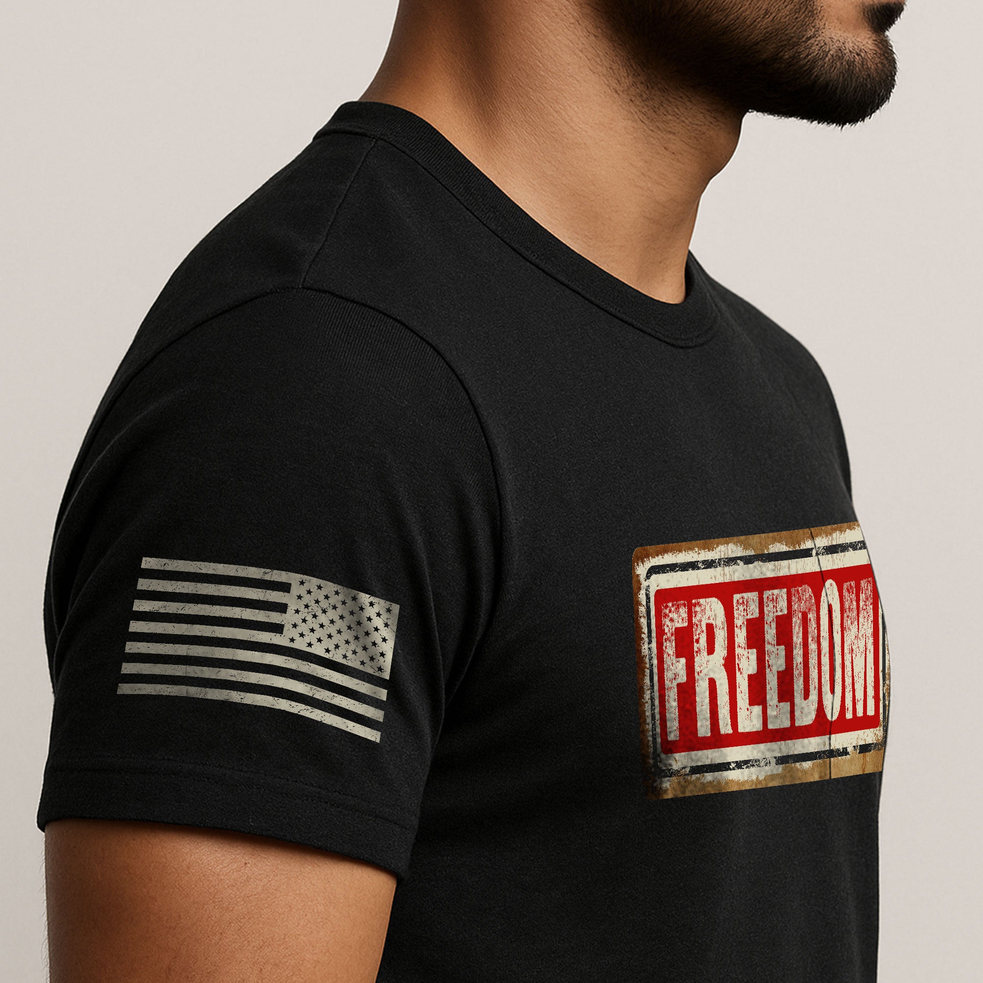 Patriotic T Shirts, Freedom Sign Patriotic Tribute - Freedom Shirts for Men - Rust Field Wear