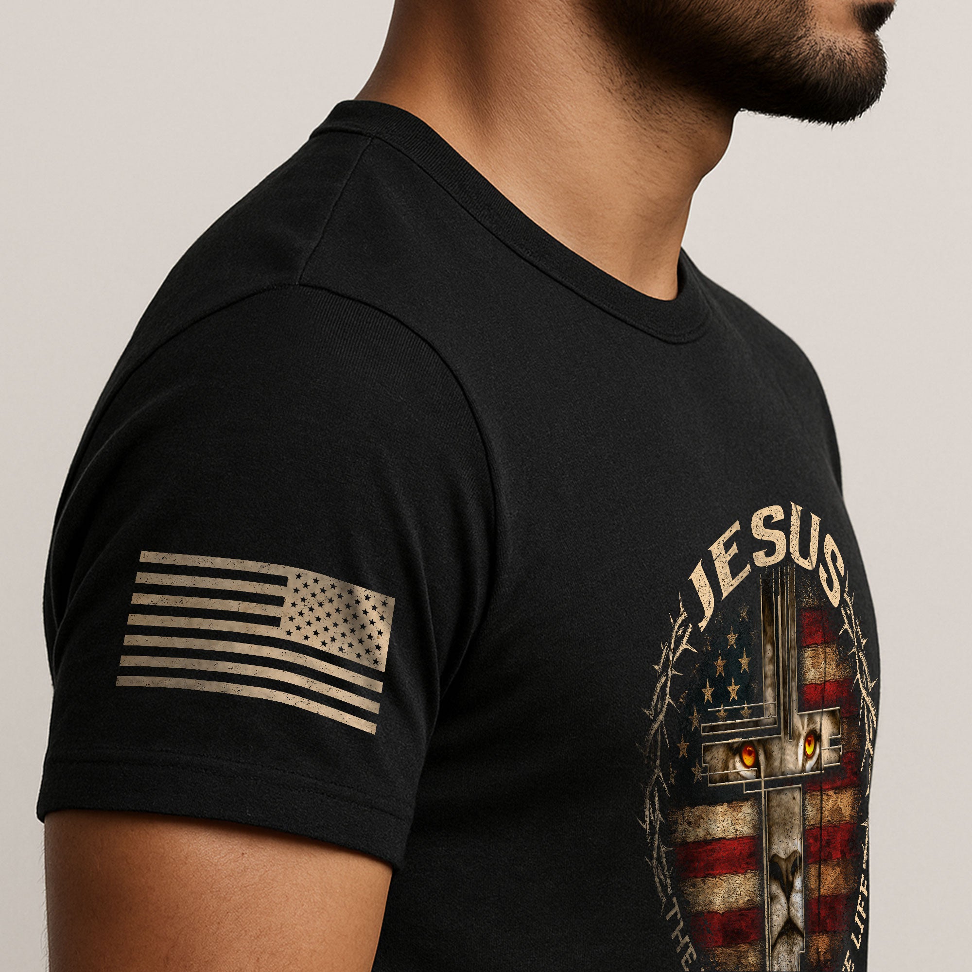 Jesus Lion Cross The Way The Truth The Life, Christian Tee Shirts - Faith Shirts for Men - Rust Field Wear