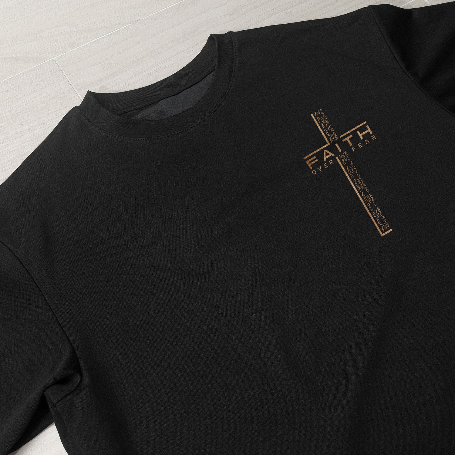 Faith Based Christian Tee Shirts, Faith Over Fear Cross with Crown of Thorns Scripture - Christian Shirts for Men - Rust Field Wear
