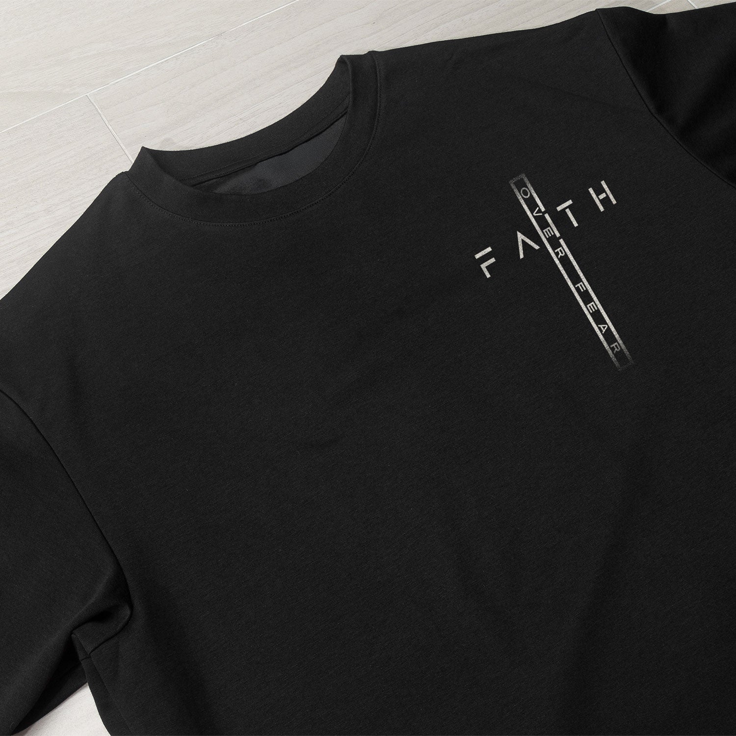 Faith Over Fear Bold Vertical Cross Statement - Christian Shirts for Men, Faith Based Christian Tee Shirts - Rust Field Wear