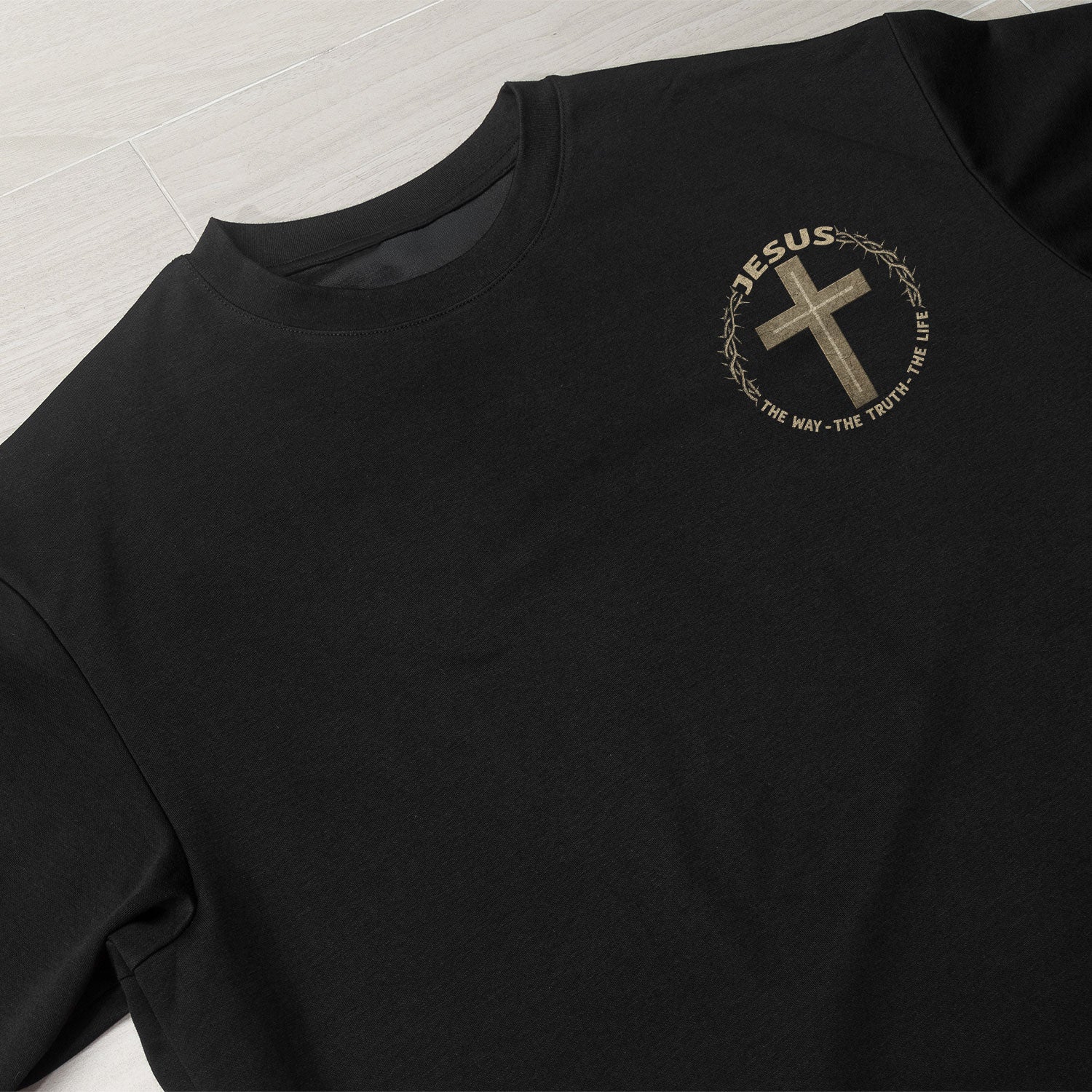 Jesus and American Flag Lion Cross The Way The Truth The Life, Christian Tee Shirts - Faith Shirts for Men - Rust Field Wear