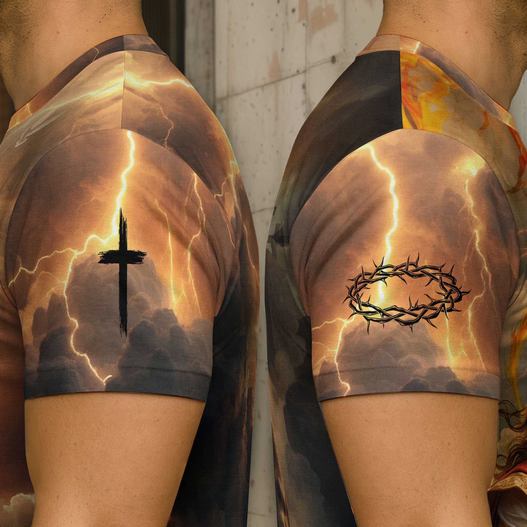 Christian Tee Shirts for Men, RustField Co - I Can Do All Things Through Christ Lion and Lamb Lightning, Freedom Shirts - Rust Field Wear