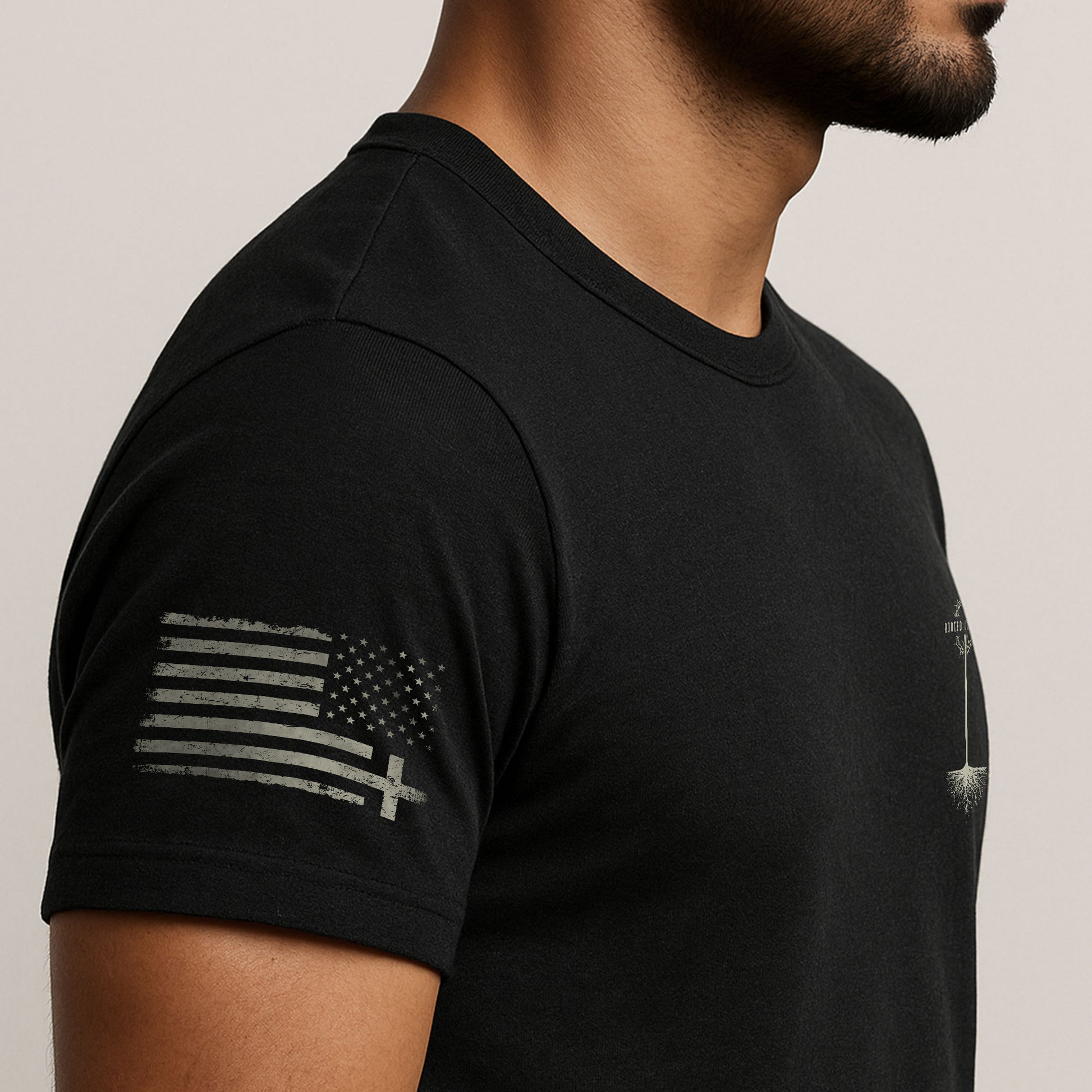 Rooted In Christ Colossians 2 7 Christian With Cross And Roots - Christian Tee Shirts, Christian Shirts for Men - Rust Field Wear