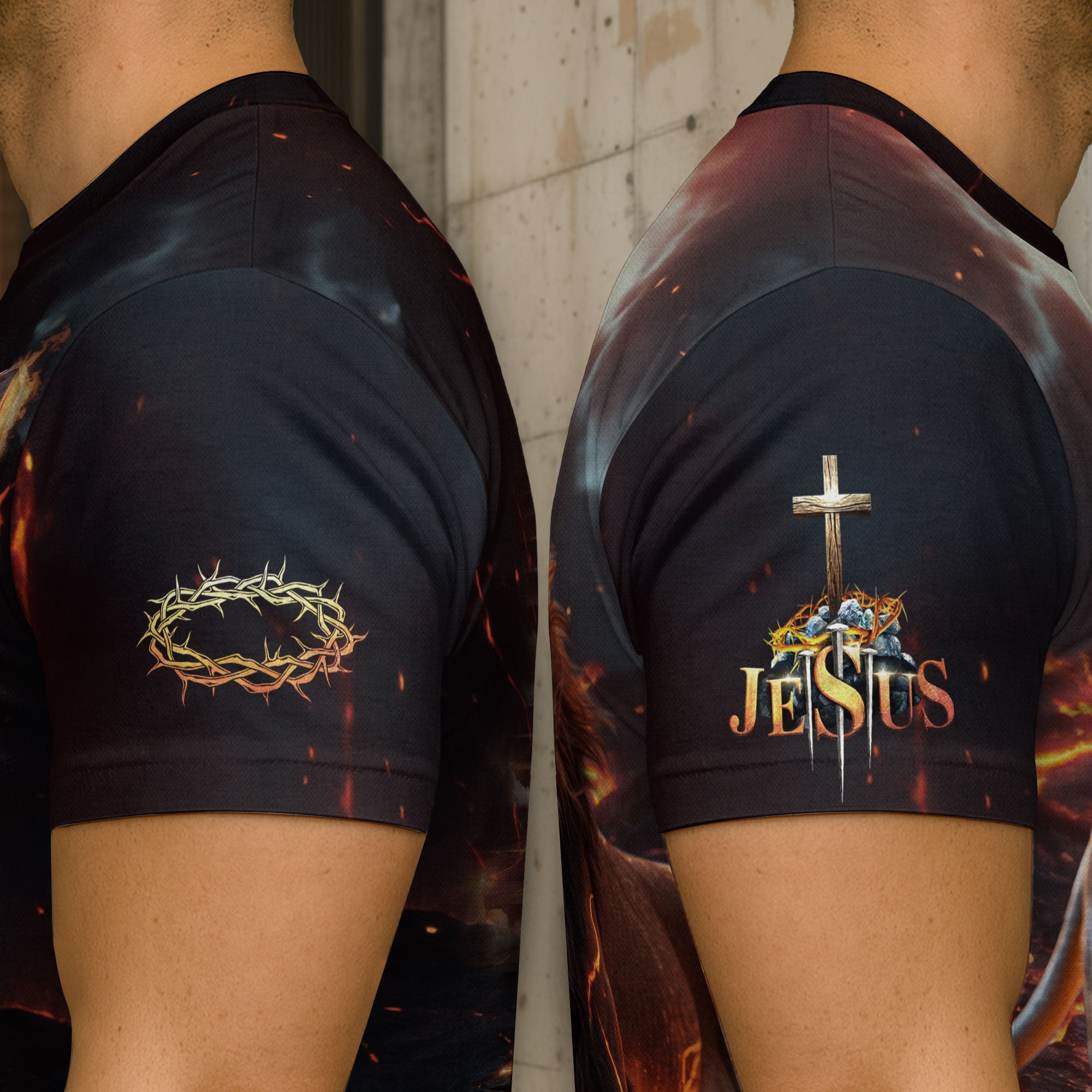 Christian Tee Shirts for Men, RustField Co - Faith Over Fear Lion of Judah Cross, Freedom Shirts - Rust Field Wear