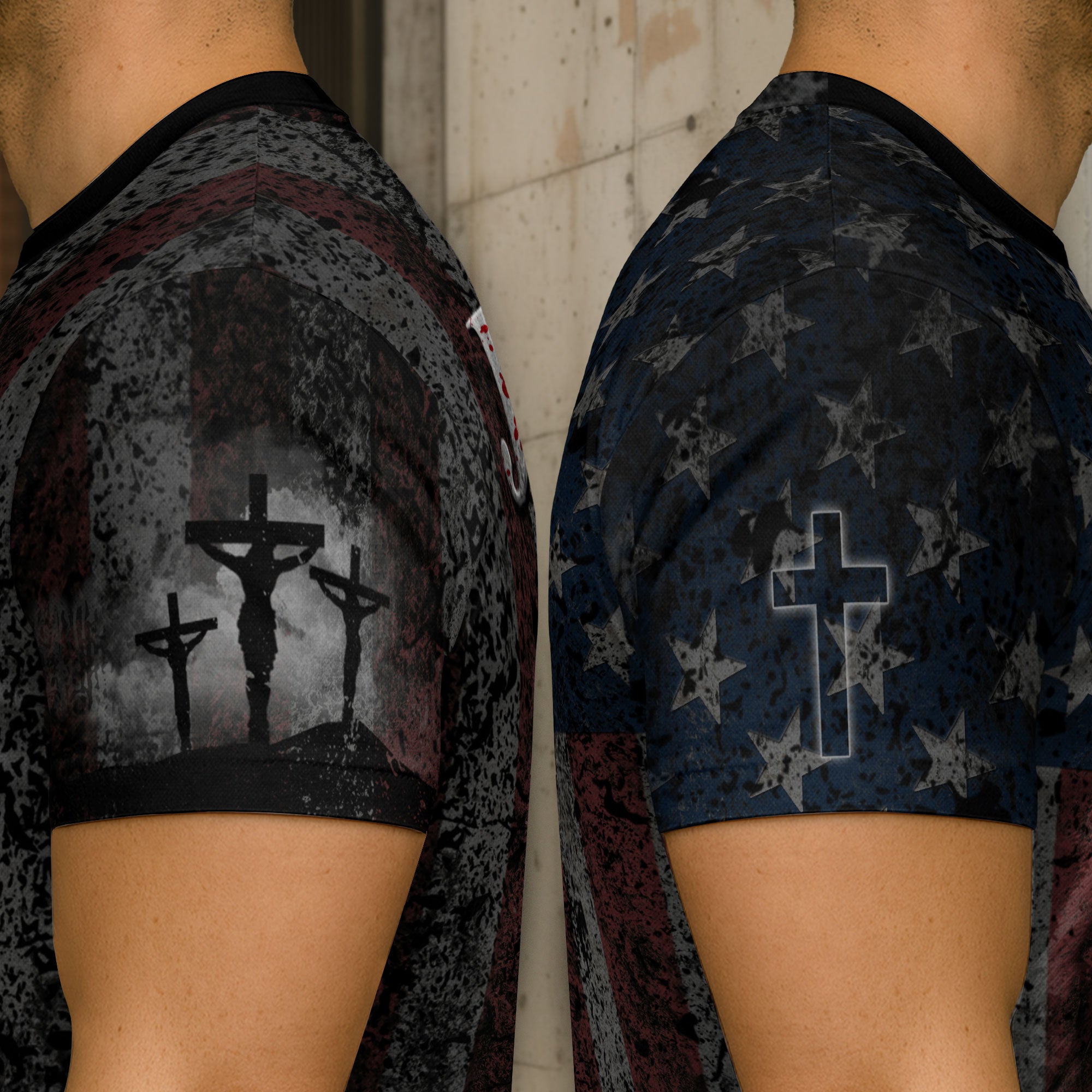 Christian Tee Shirts for Men - Jesus The Way The Truth The Life Lion Crown Cross American Flag, RustField Co Freedom Shirts - Rust Field Wear