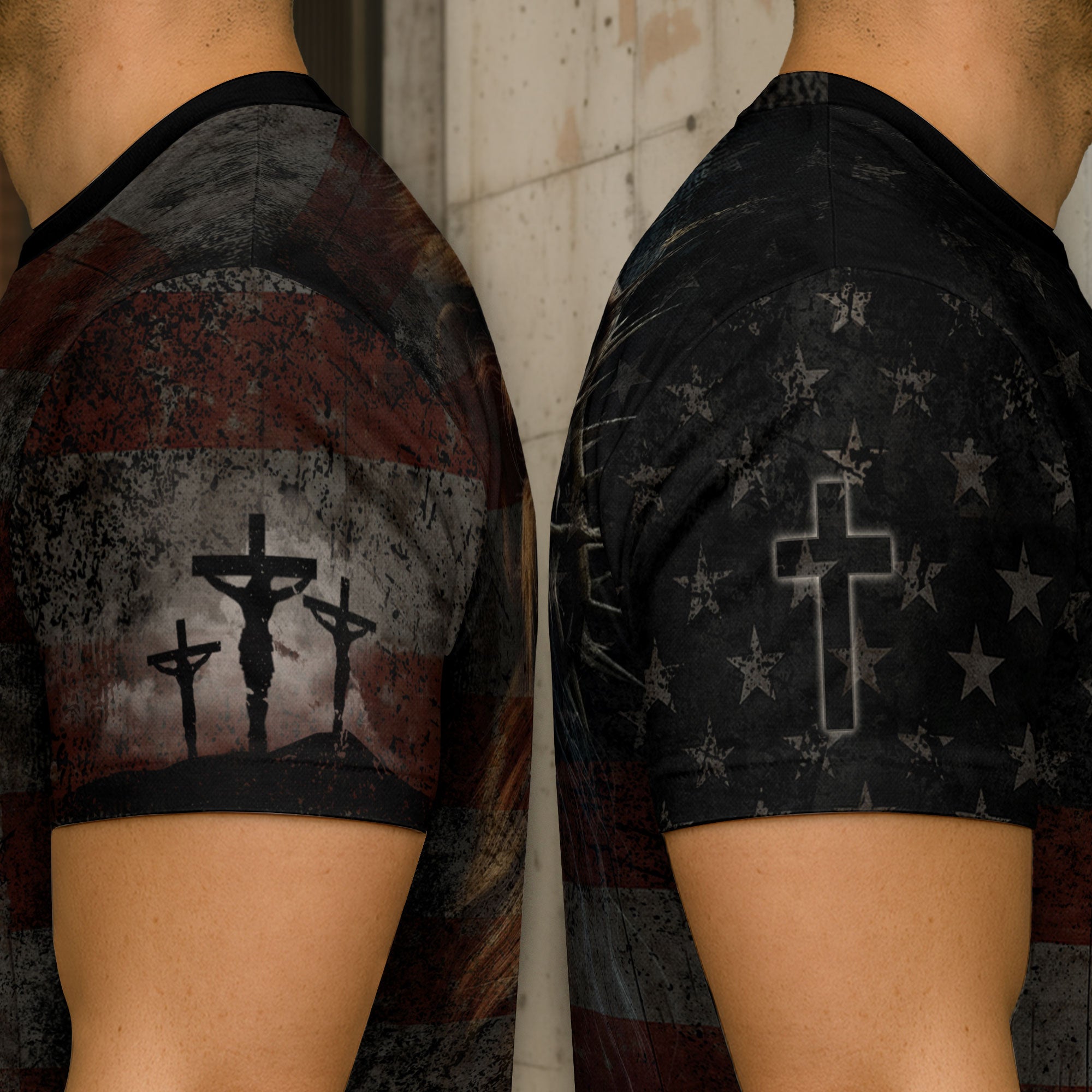 Faith Over Fear Cross American Flag Lion of Judah Jesus, Freedom Shirts - Christian Tee Shirts for Men, RustField Co - Rust Field Wear