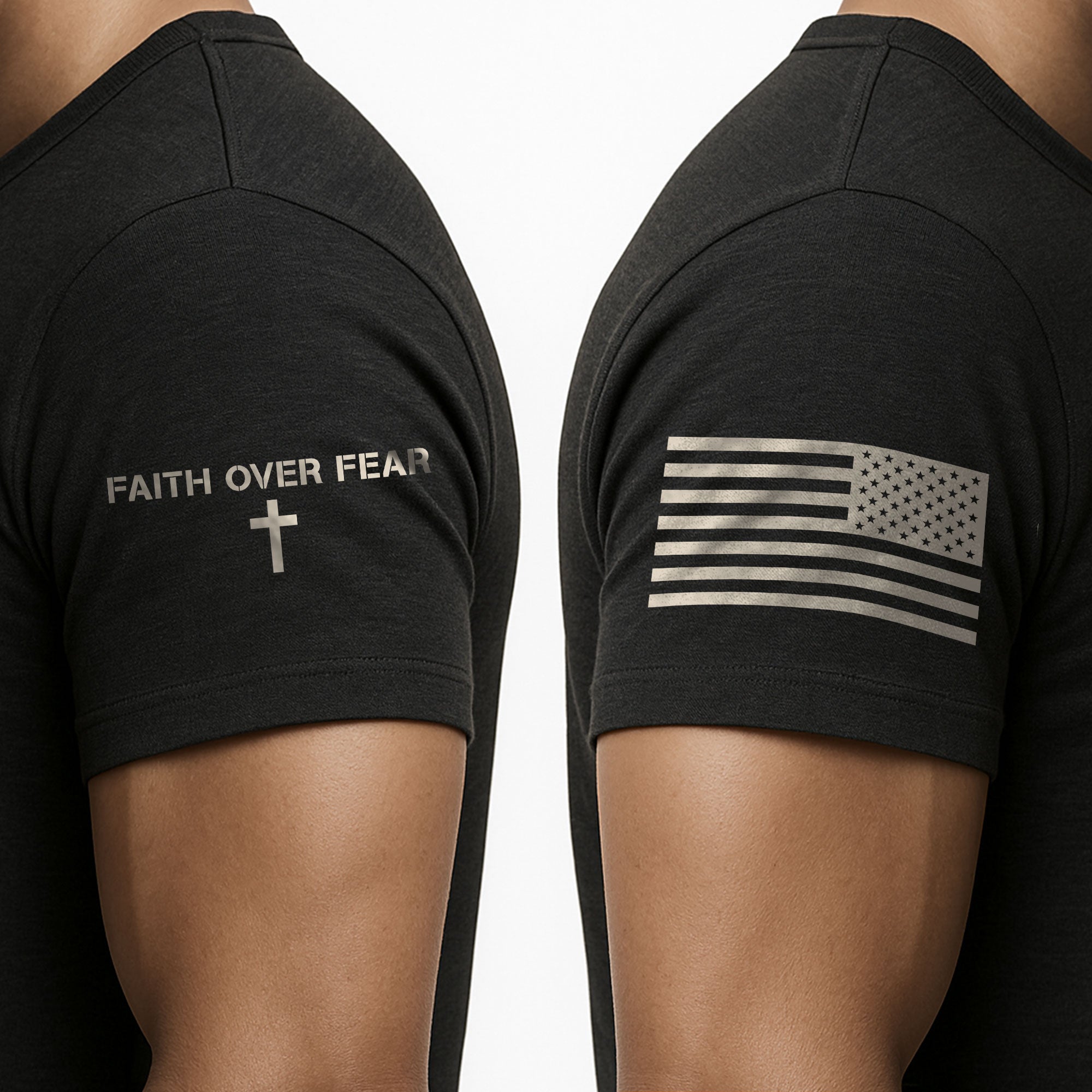 Minimal Cross Faith Over Fear Christian, Christian Tee Shirts - Faith Shirts for Men - Rust Field Wear