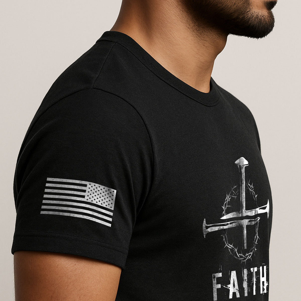 Faith Over Fear Christian Nail Cross Crown Thorns Religious - Christian Shirts for Men, Faith Based Christian Tee Shirts - Rust Field Wear