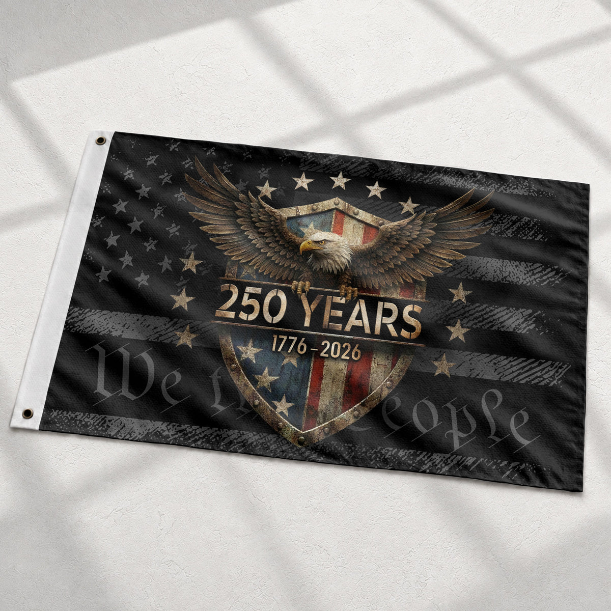 US 1776 2026 Anniversary Eagle Shield We The People Patriotic Outdoor Flag 3x5 ft - Rust Field Wear
