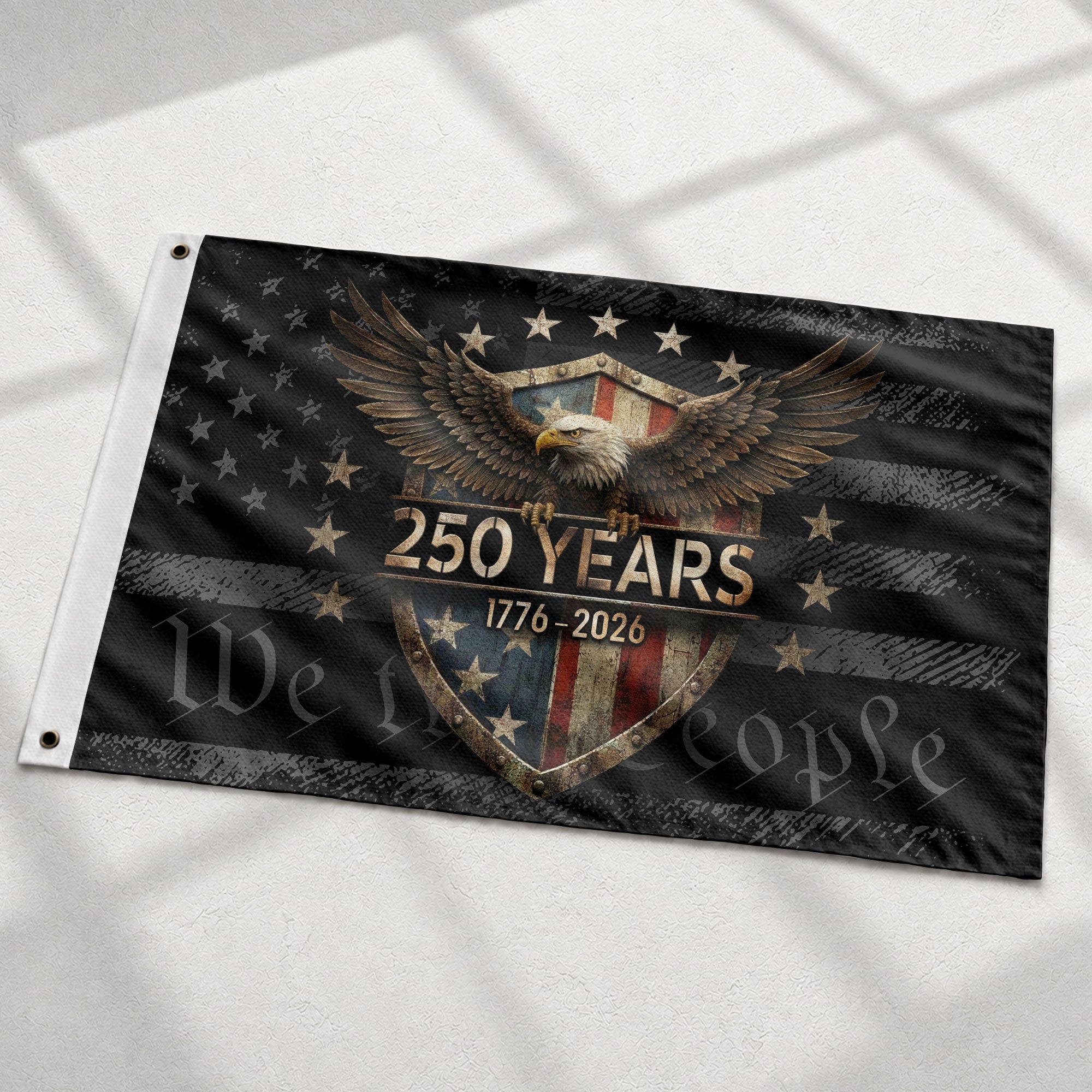US 1776 2026 Anniversary Eagle Shield We The People Patriotic Outdoor Flag 3x5 ft - Rust Field Wear