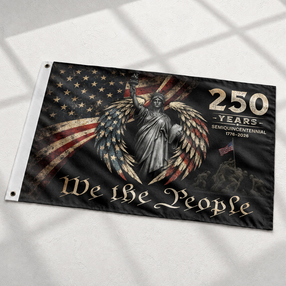 US 1776 2026 Anniversary We The People Patriotic American Liberty Banner Flag 3x5 ft - Rust Field Wear