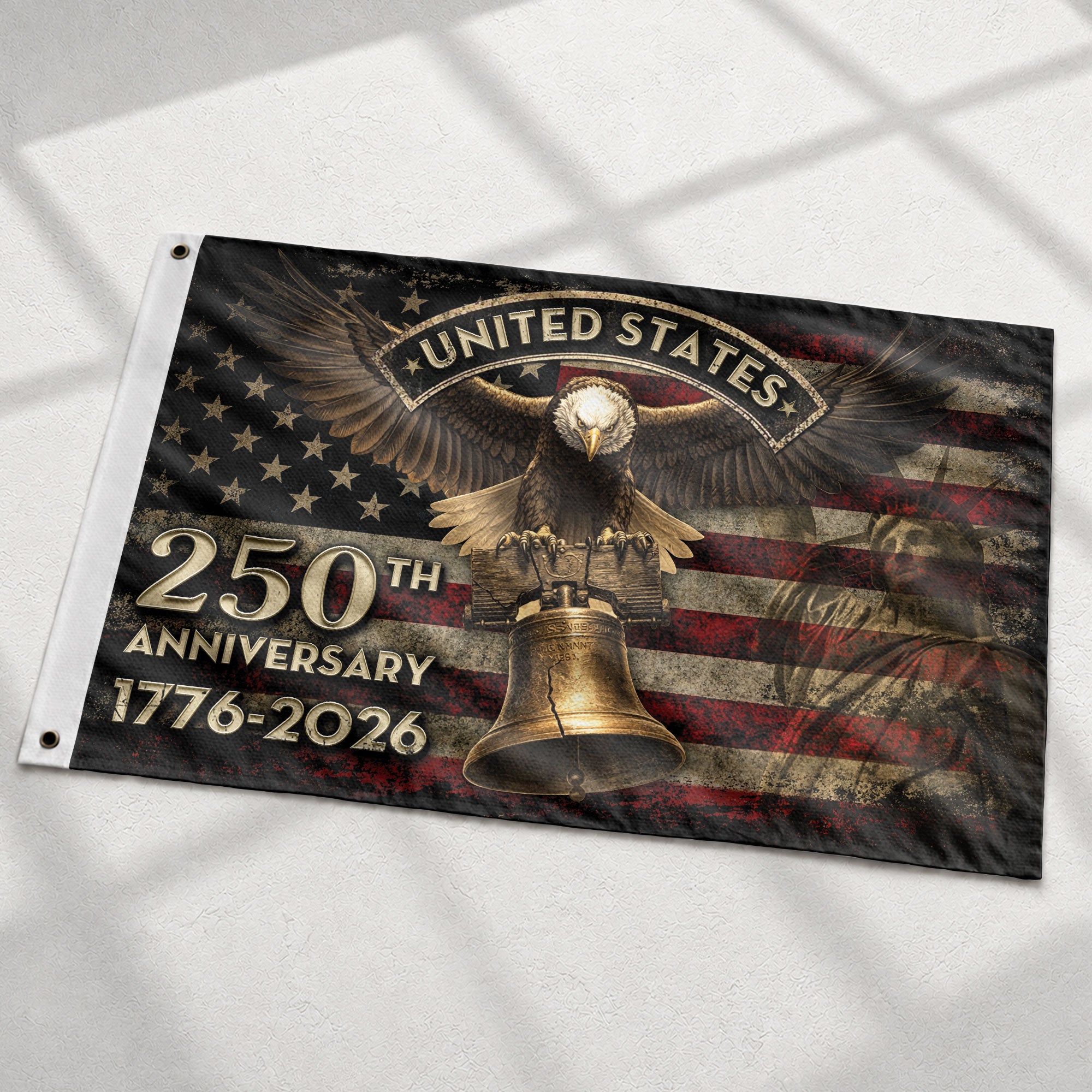 United States 250th Anniversary Flag 1776–2026 – Eagle & Liberty Bell Patriotic Décor