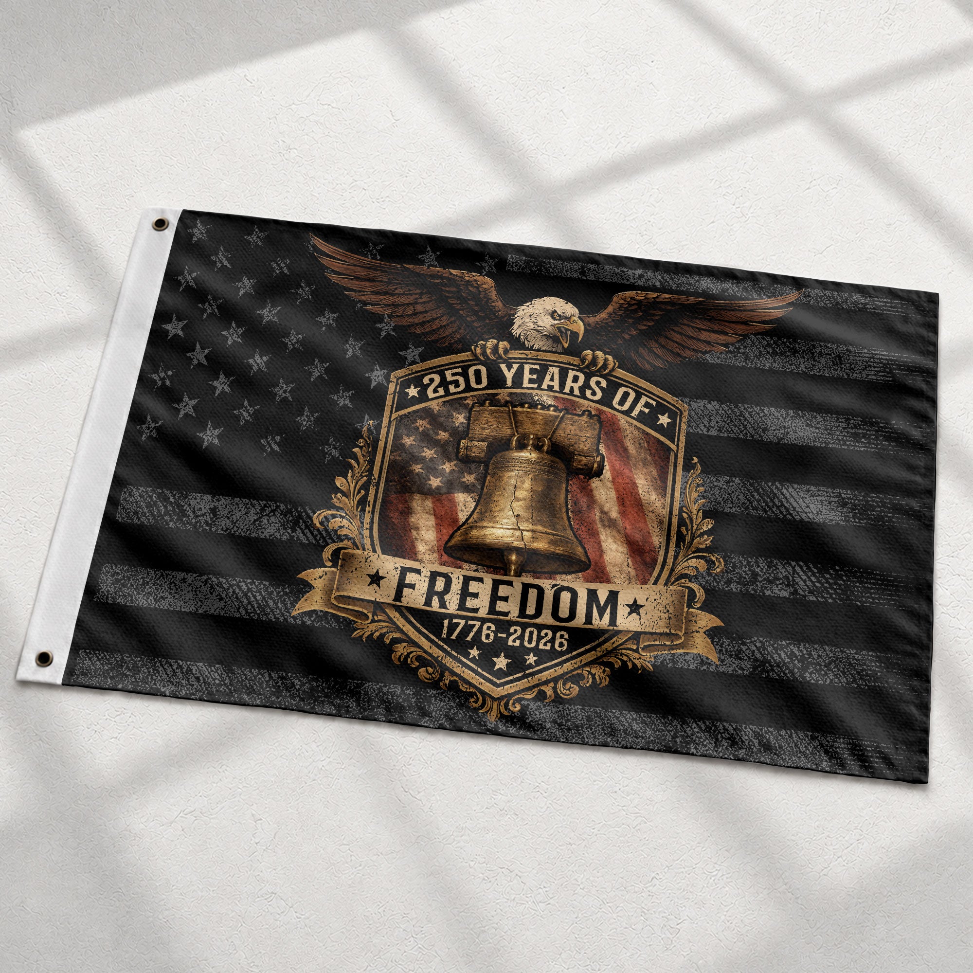 USA 250th Anniversary 250 Years Flag 1776-2026 Liberty Bell Eagle Freedom - Rust Field Wear