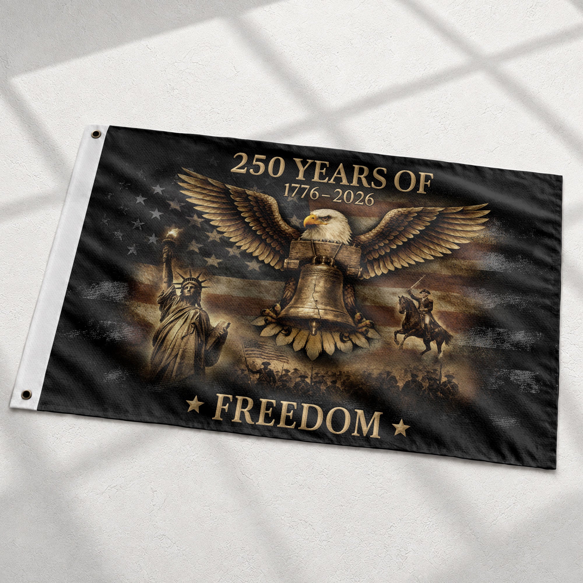 USA 250th Anniversary 250 Years of Freedom Flag 1776-2026 Liberty Bell Eagle