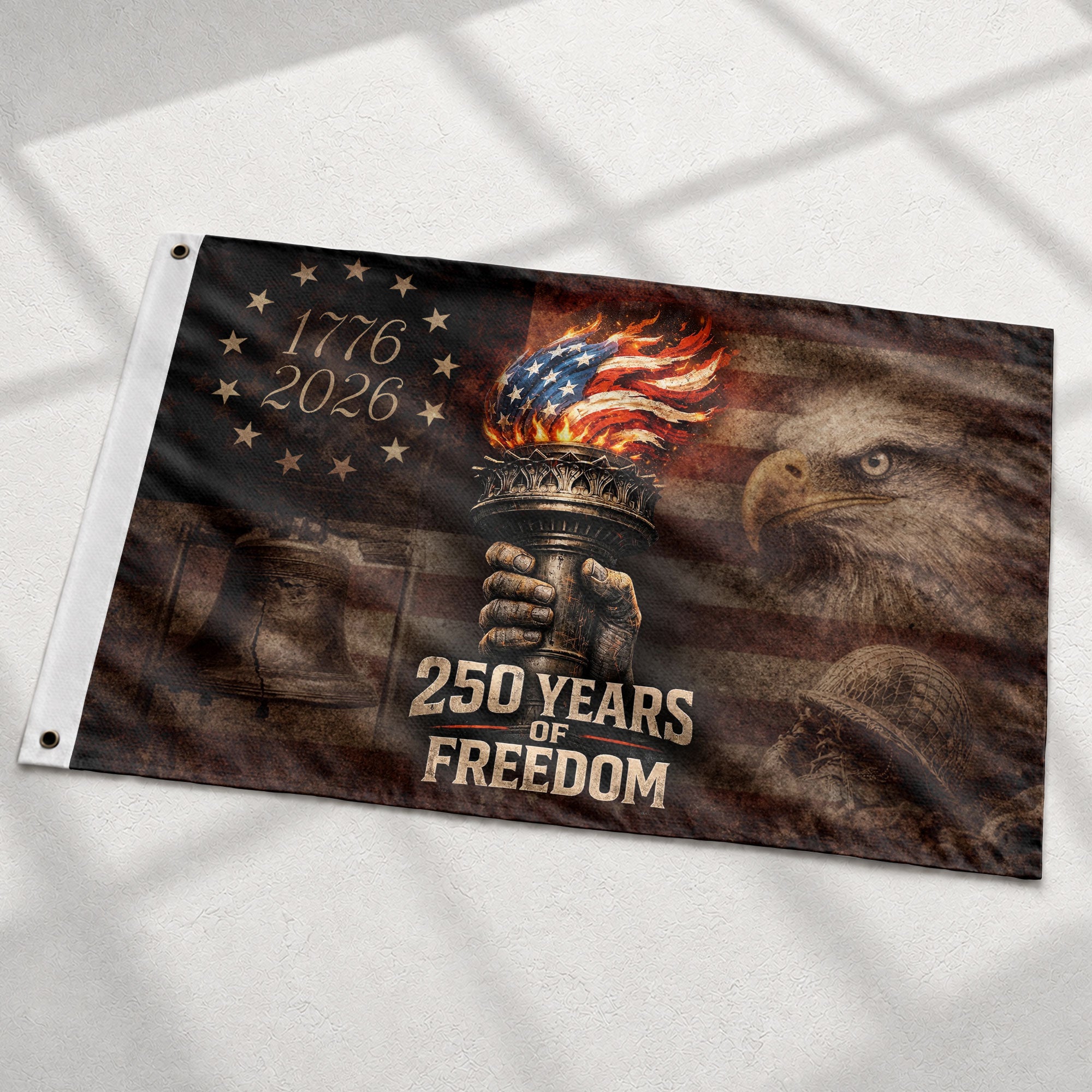 250 Years of Freedom Double-Sided Patriotic Décor with Eagle Design 1776–2026 House Flag