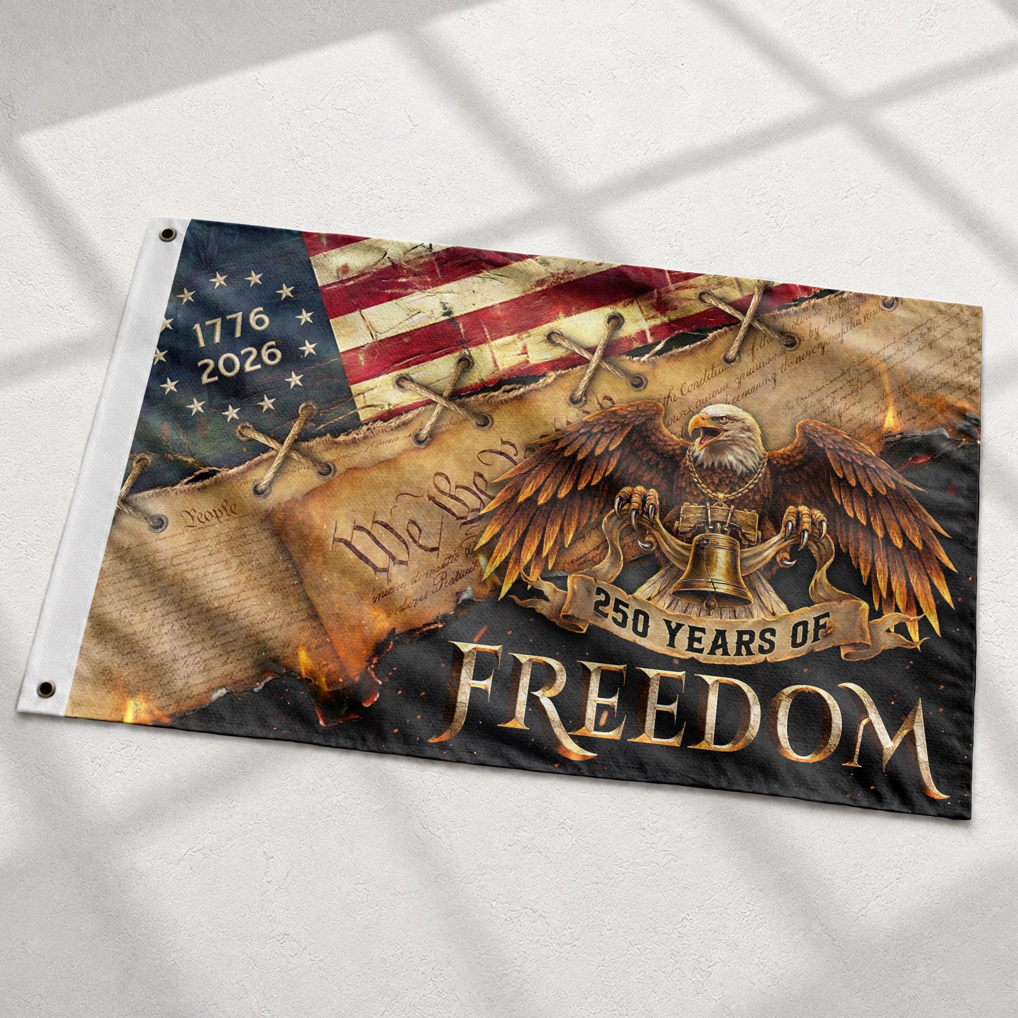 250 Years of Freedom Double-Sided House Flag, USA 250th Anniversary Patriotic American Eagle Flag