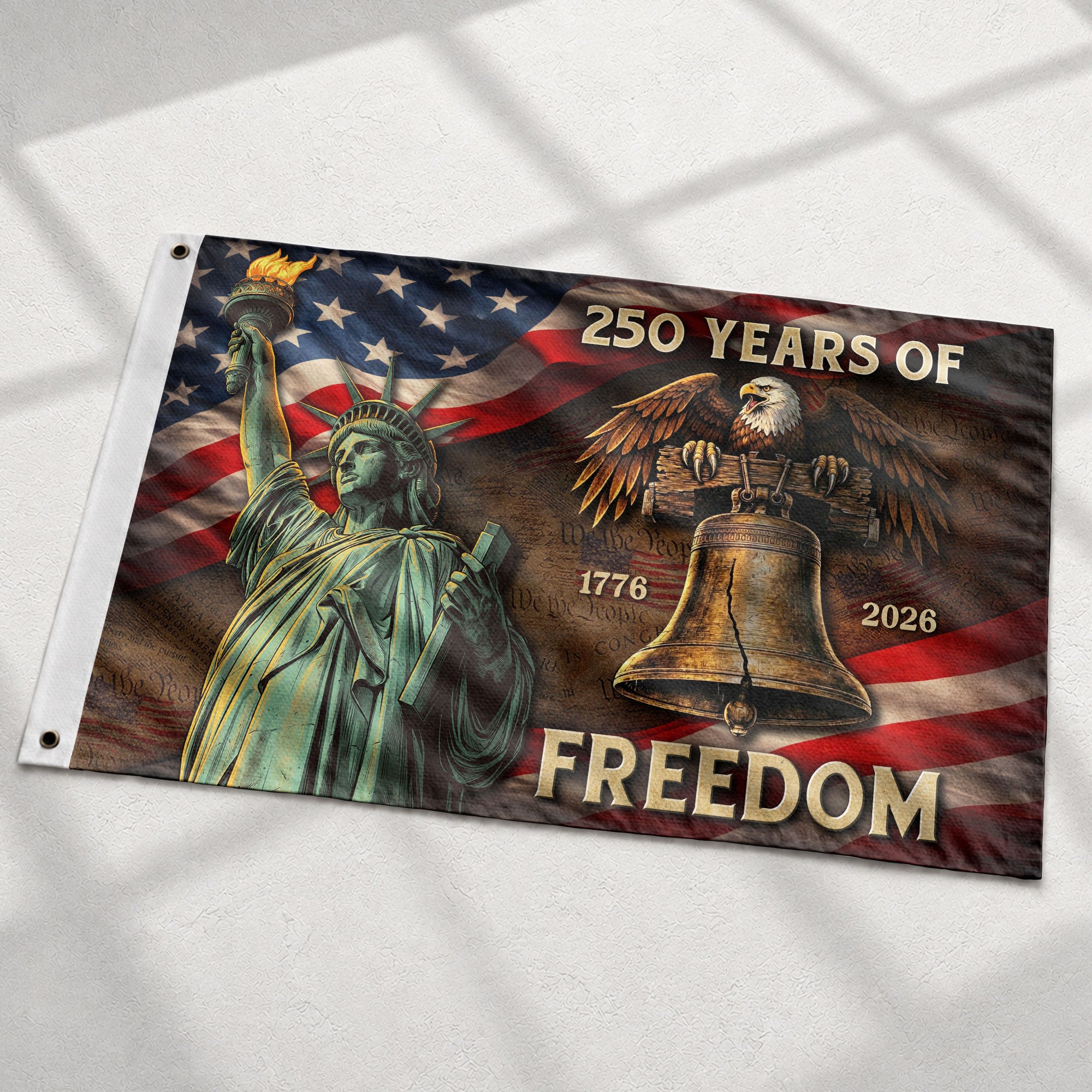 250 Years of Freedom Double-Sided House Flag 1776–2026, Patriotic 250th American Decor - Rust Field Wear