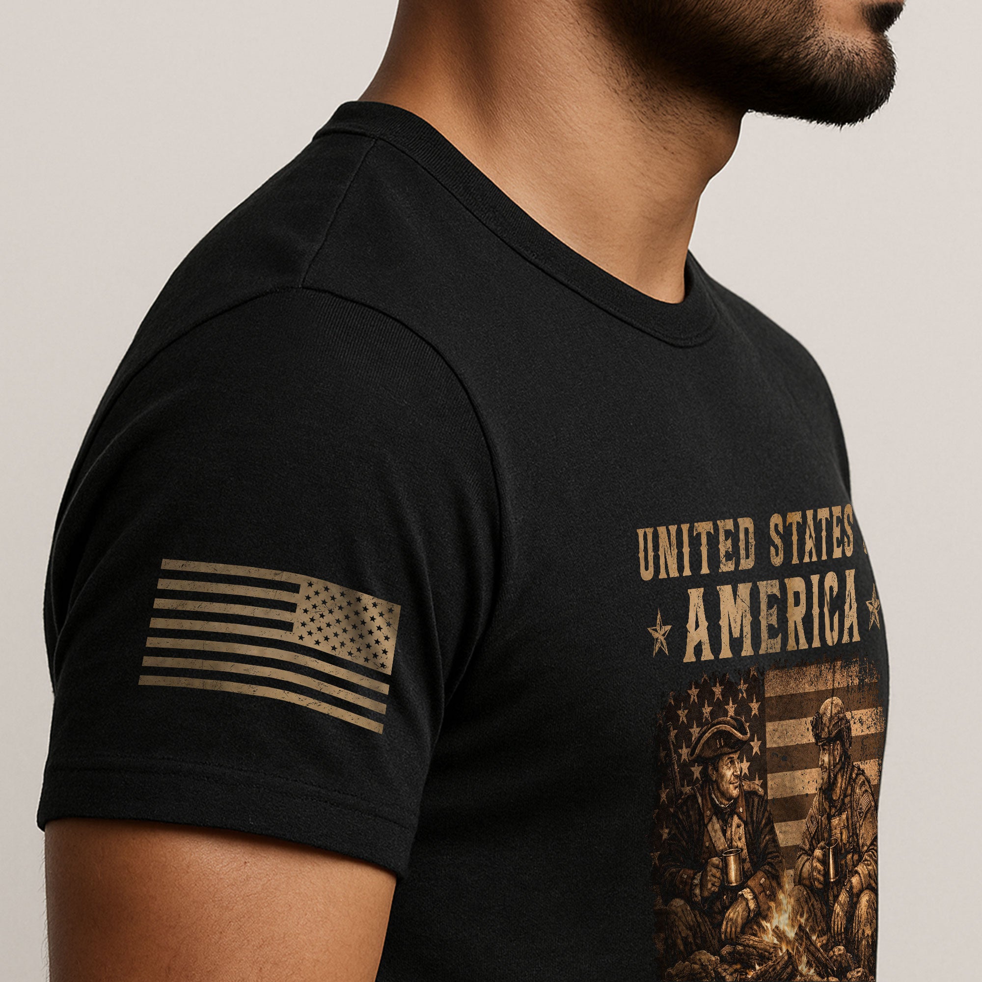 USA 250th Anniversary 250 Years Shirt 1776-2026 Past and Present Soldiers Patriotic Flag - Rust Field Wear