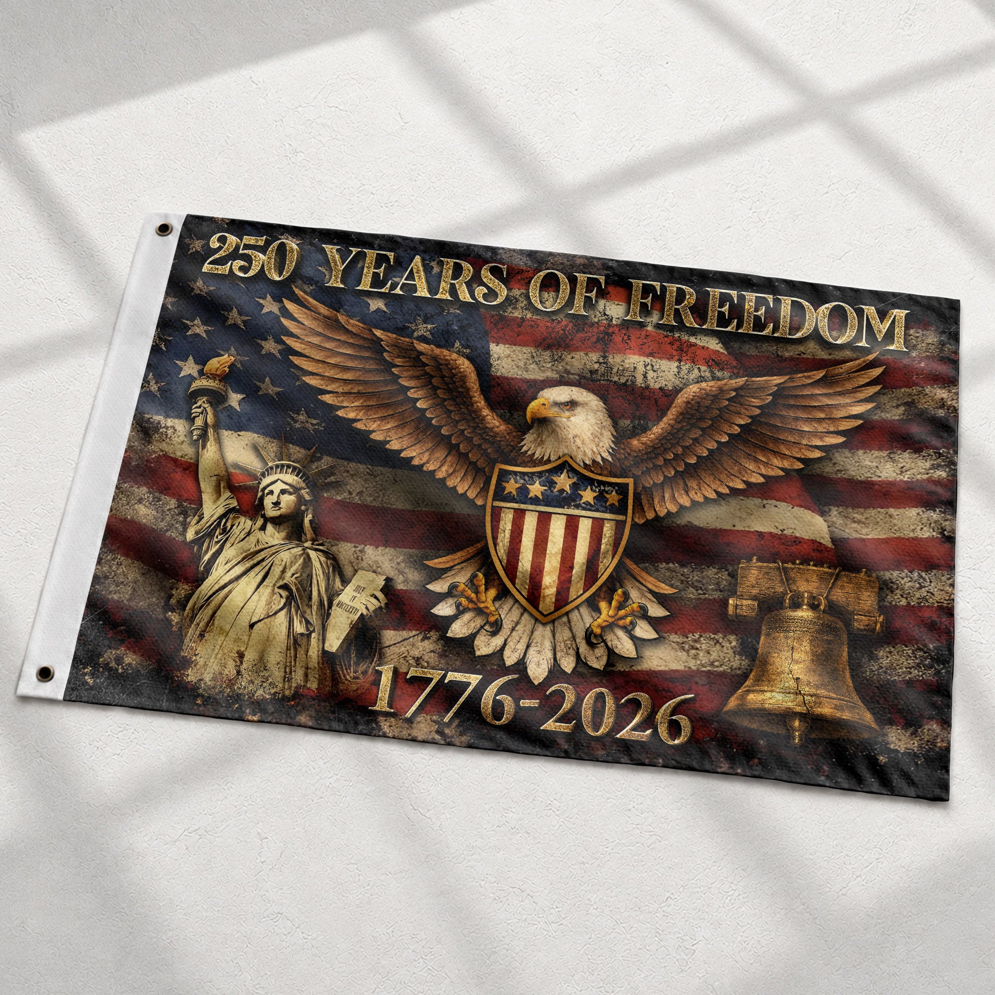 USA 250 Years of Freedom Flag 1776-2026 American Eagle Liberty Bell Patriotic