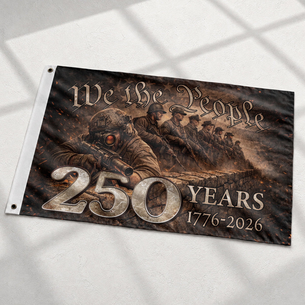 USA 250th Anniversary Flag 1776–2026, American Eagle Patriotic Heritage Flag - Rust Field Wear