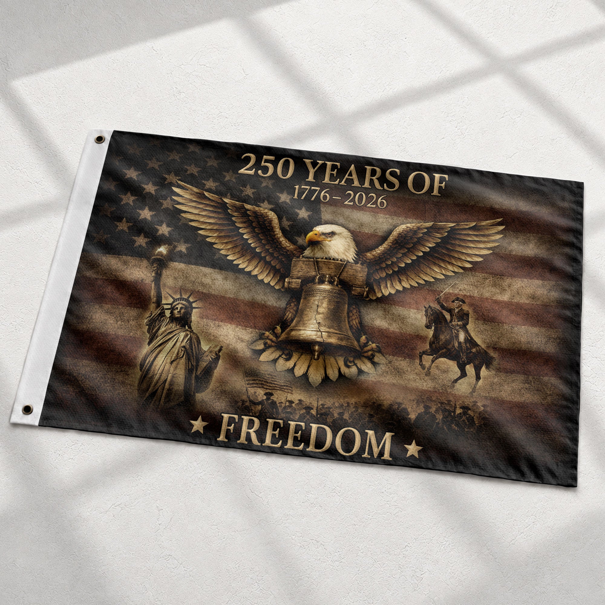 USA 250th Anniversary Flag 250 Years of Freedom 1776-2026 American Eagle Liberty Bell Patriotic