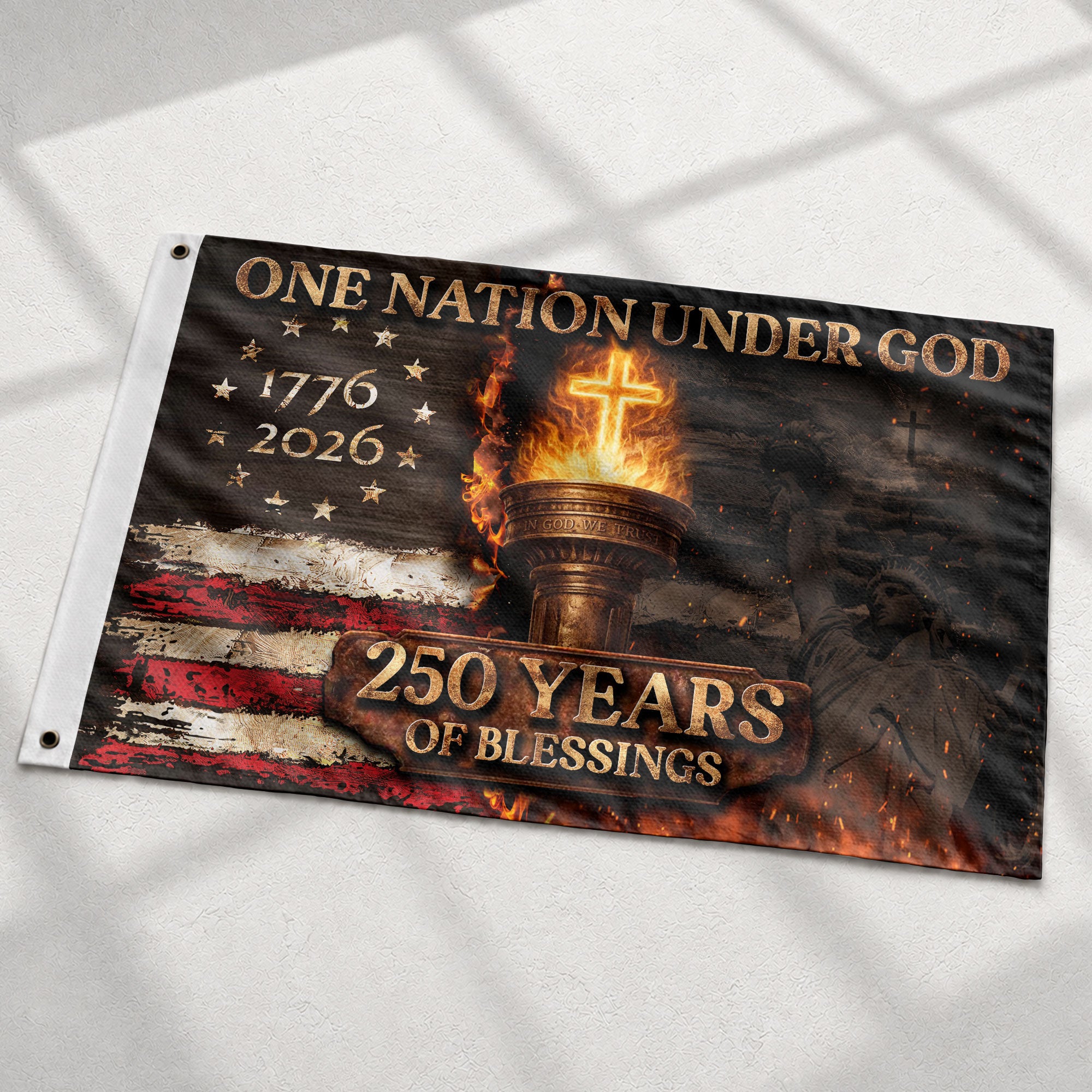 1776–2026 United States 250 Years Christian Freedom Flag Decor