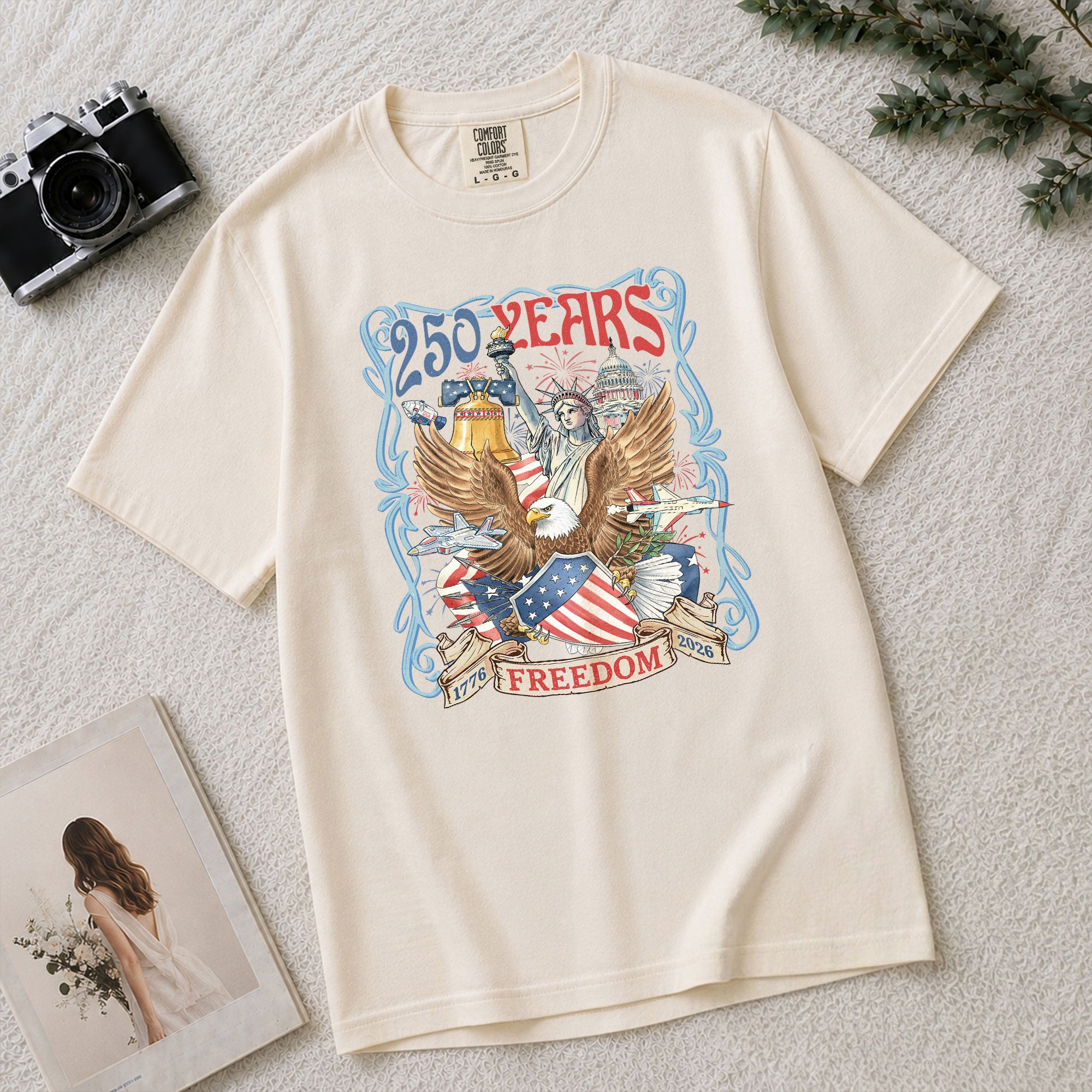 USA 250 Years of Freedom Shirt -1776 Independence Day 2026 Retro Graphic Tee - Rust Field Wear