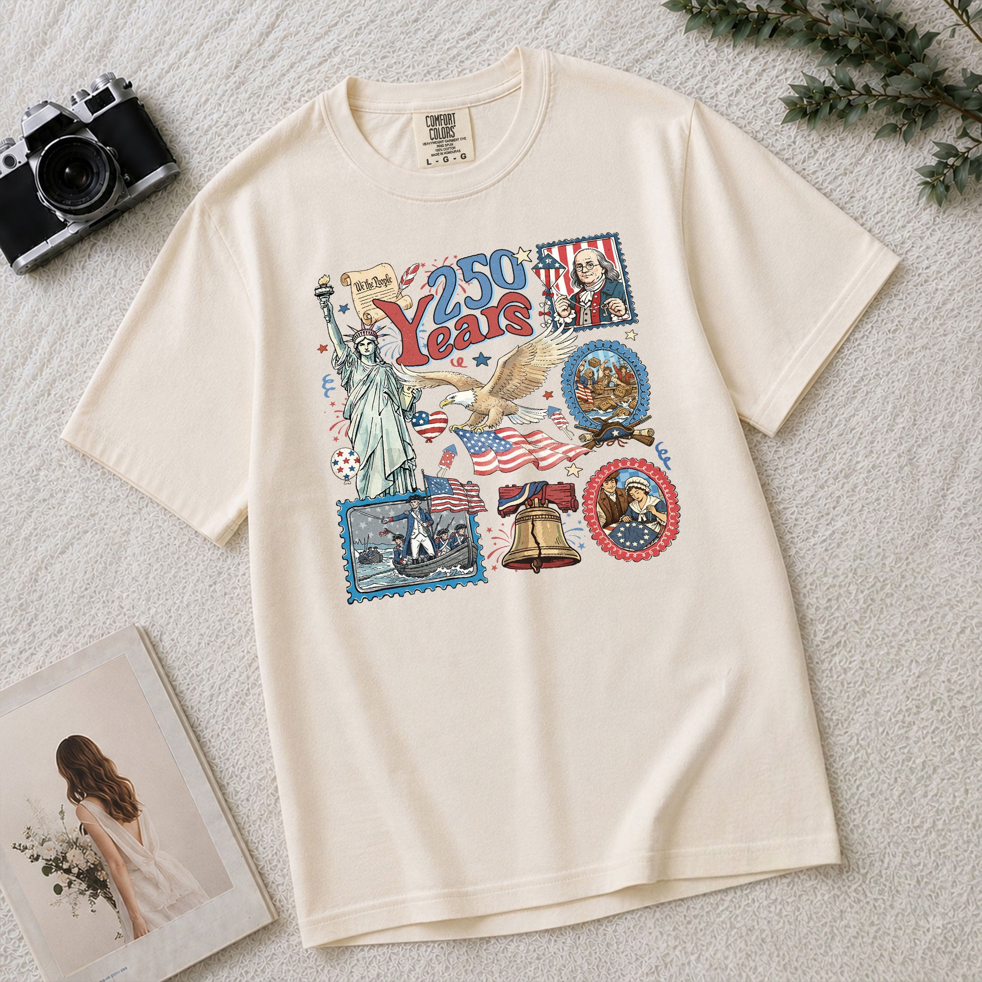 250th Anniversary America 1776-2026 Shirt - Groovy Vintage Patriotic Statement Tee - Rust Field Wear